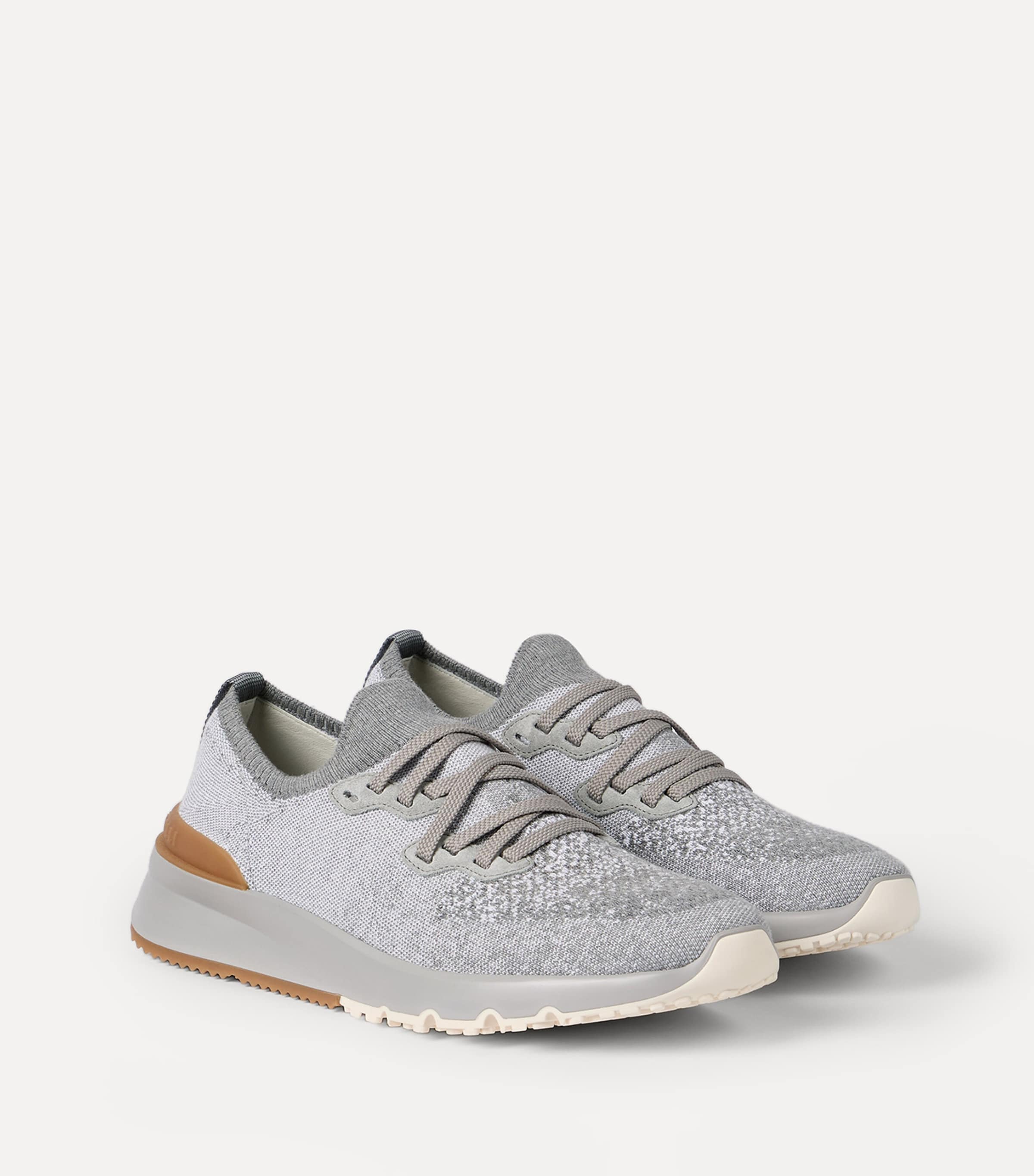 Brunello Cucinelli Cotton-Blend Chiné-Knit Sneakers Image 3