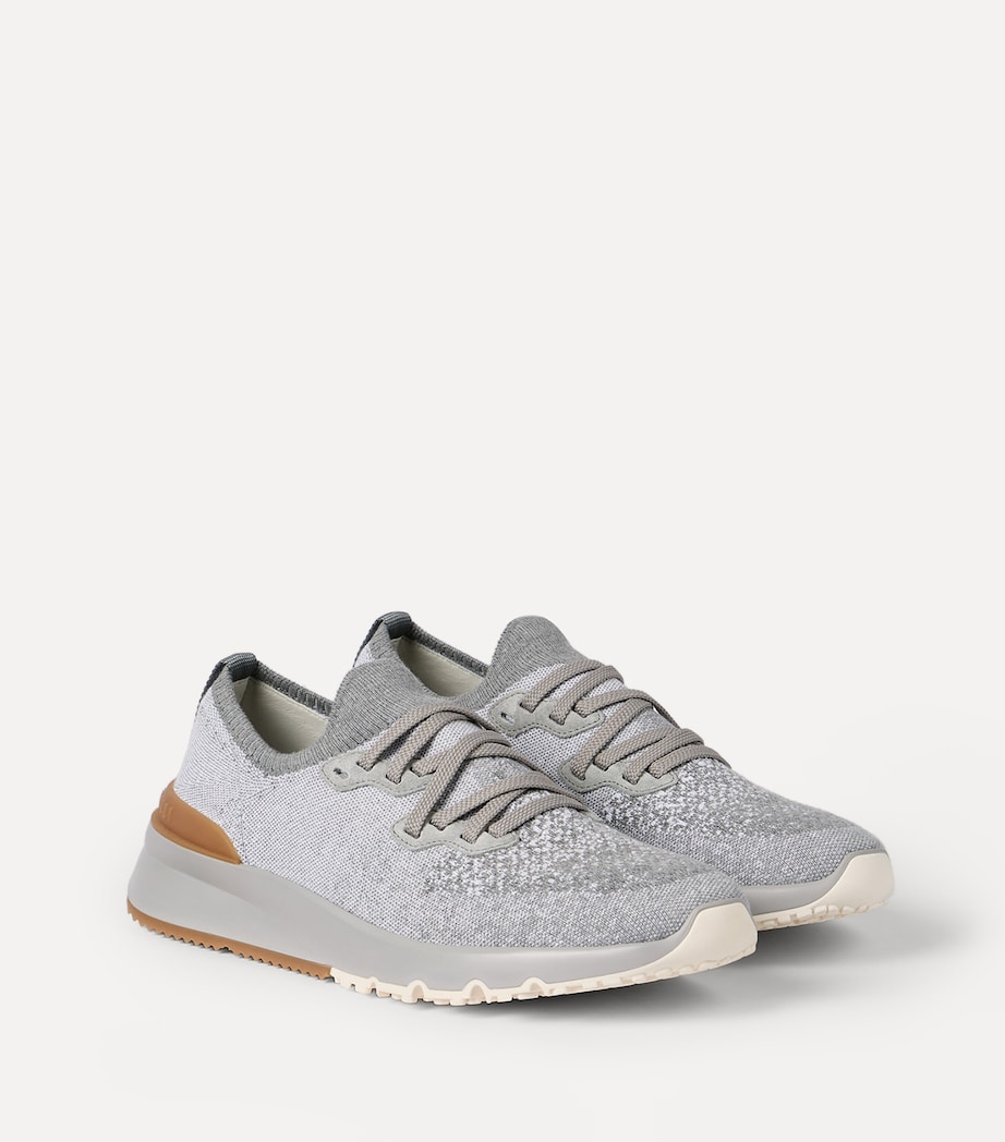 Brunello Cucinelli Cotton-Blend Chiné-Knit Sneakers Image 3