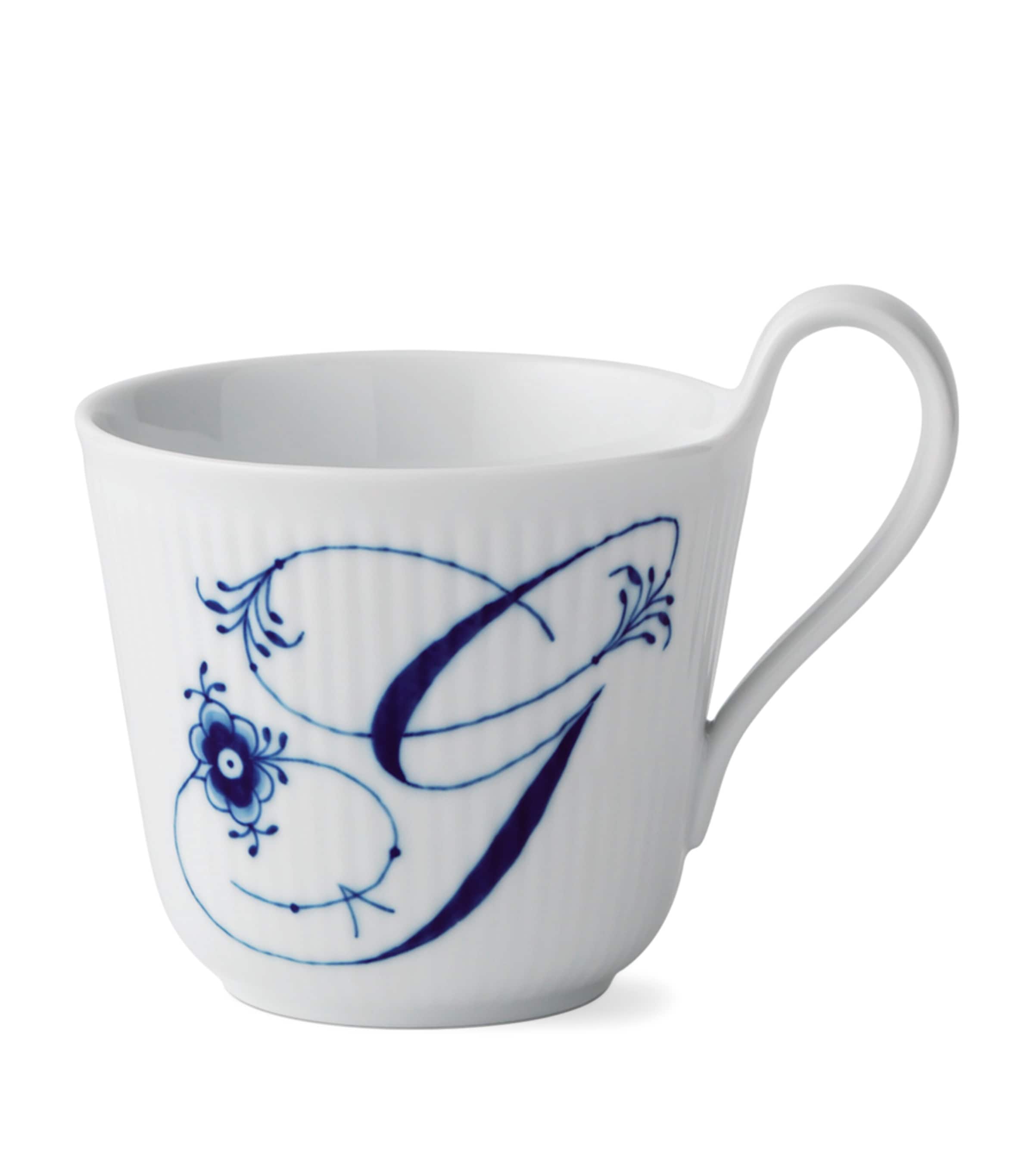 Royal Copenhagen Porcelain Fluted Alphabet Mug In Blue