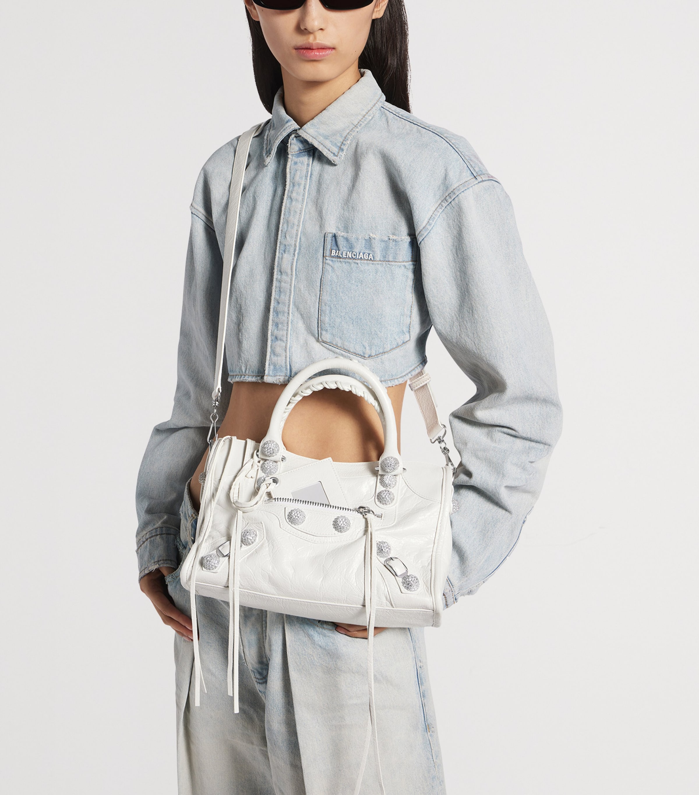 Balenciaga Small Leather Embellished Le City Top-Handle Bag Image 2