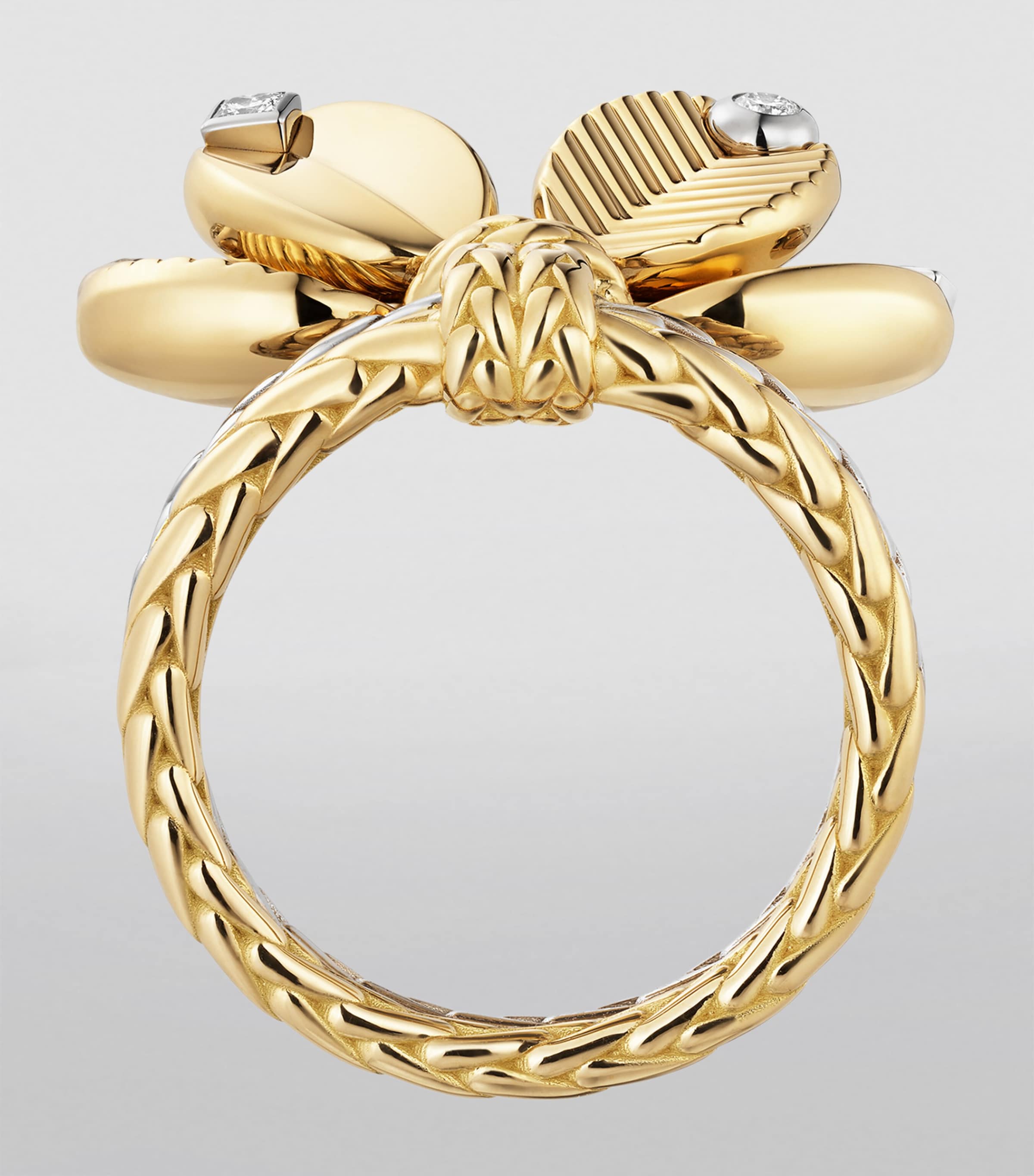 Yellow Gold, White Gold and Diamond Grain de Café Ring YELLOW GOLD Image 5