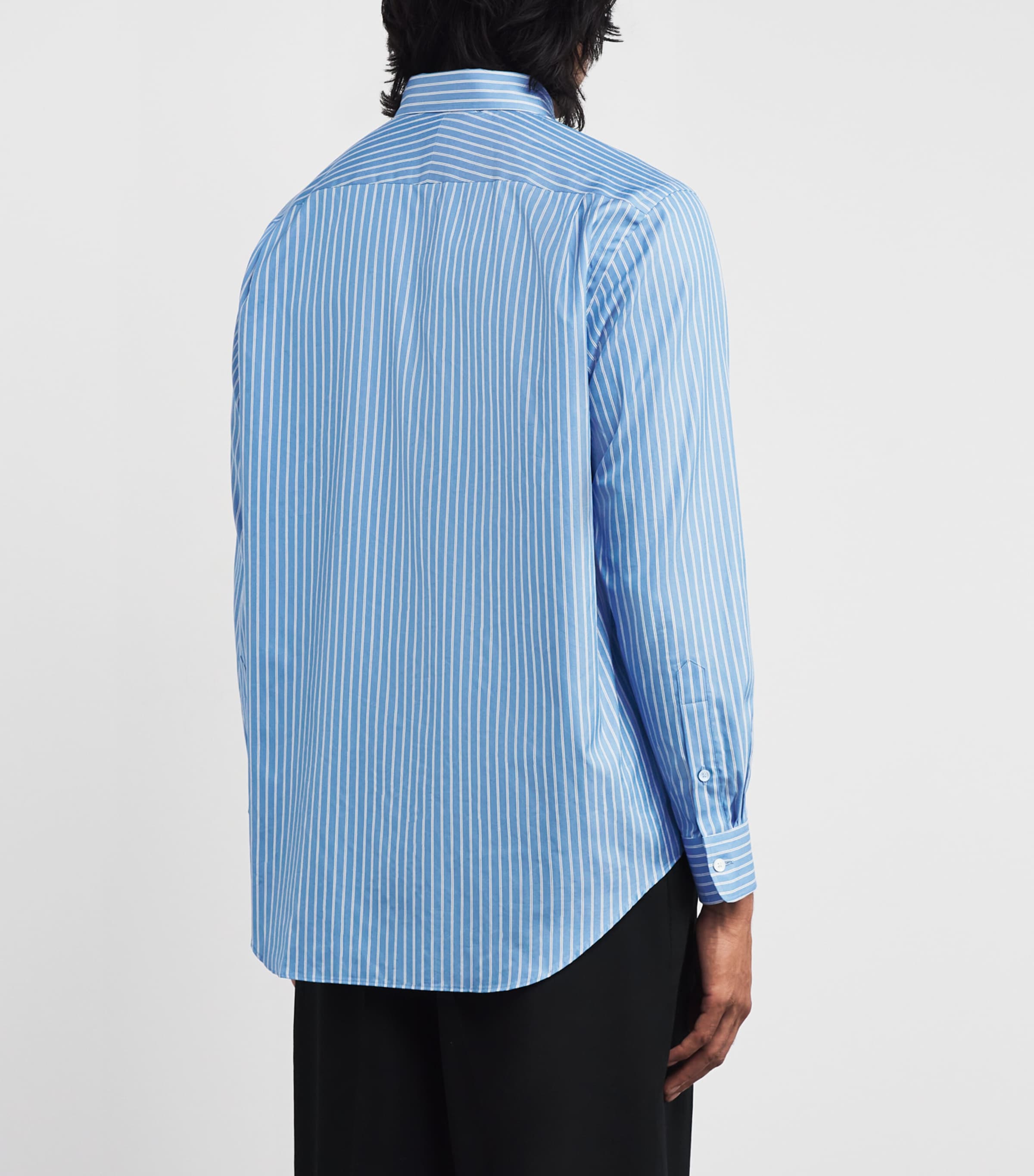 Auralee Blue Cotton-Silk Stripe Shirt | Harrods US