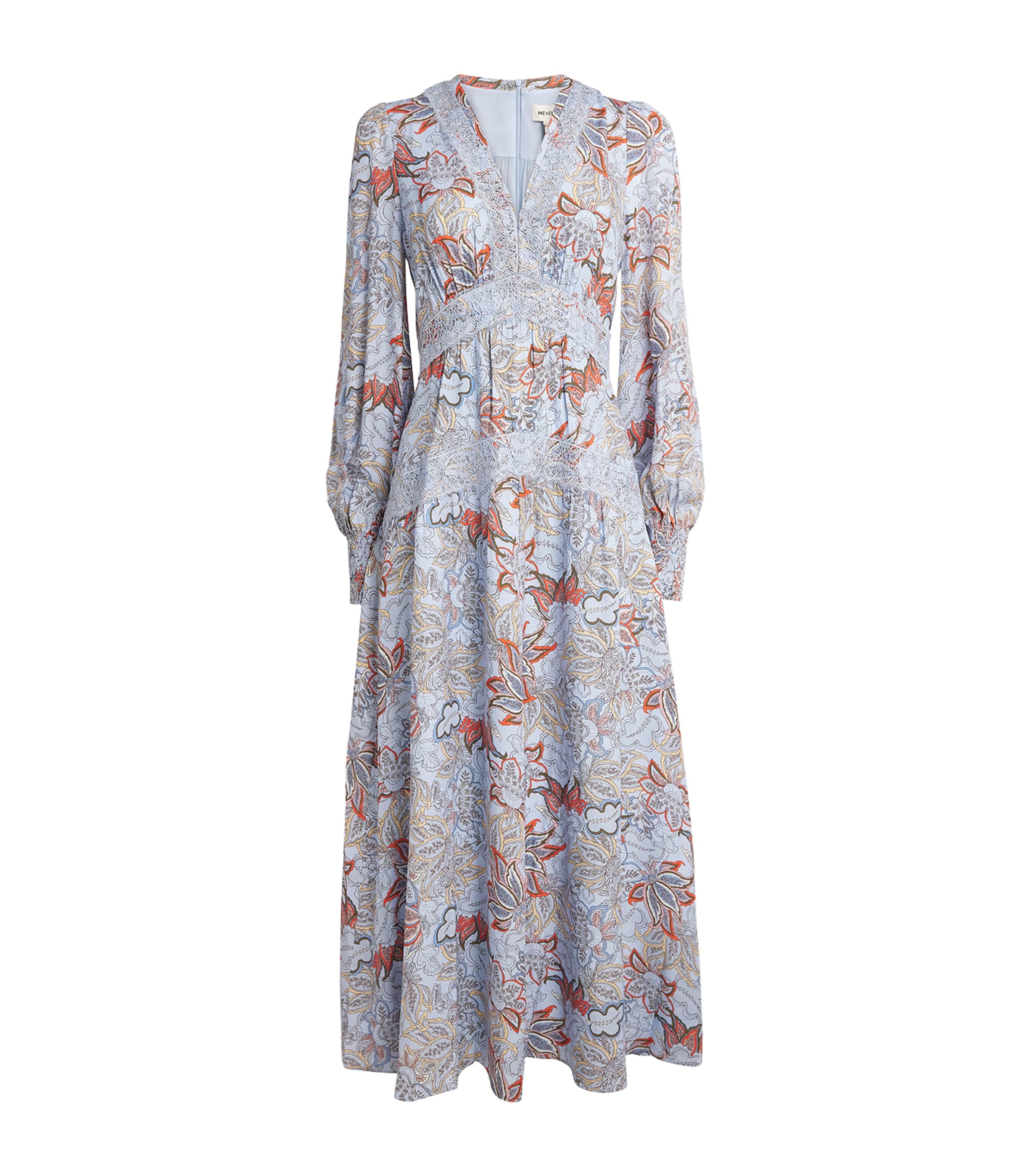 ME+EM Womens Silk Paisley Maxi Dress Blue/multi Image 1