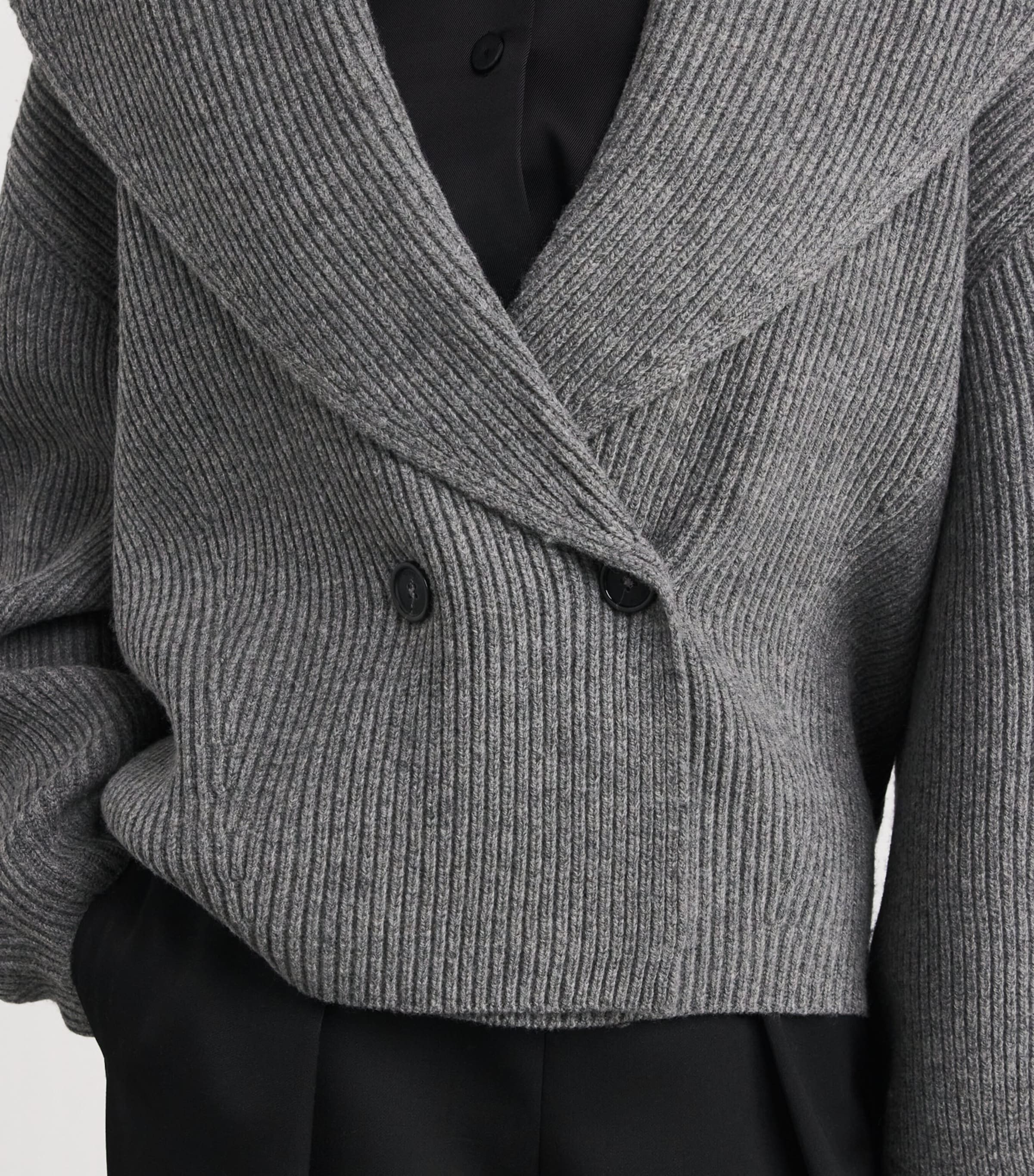 Wool-Blend Shawl Cardigan 020 MID GREY MELANGE Image 6