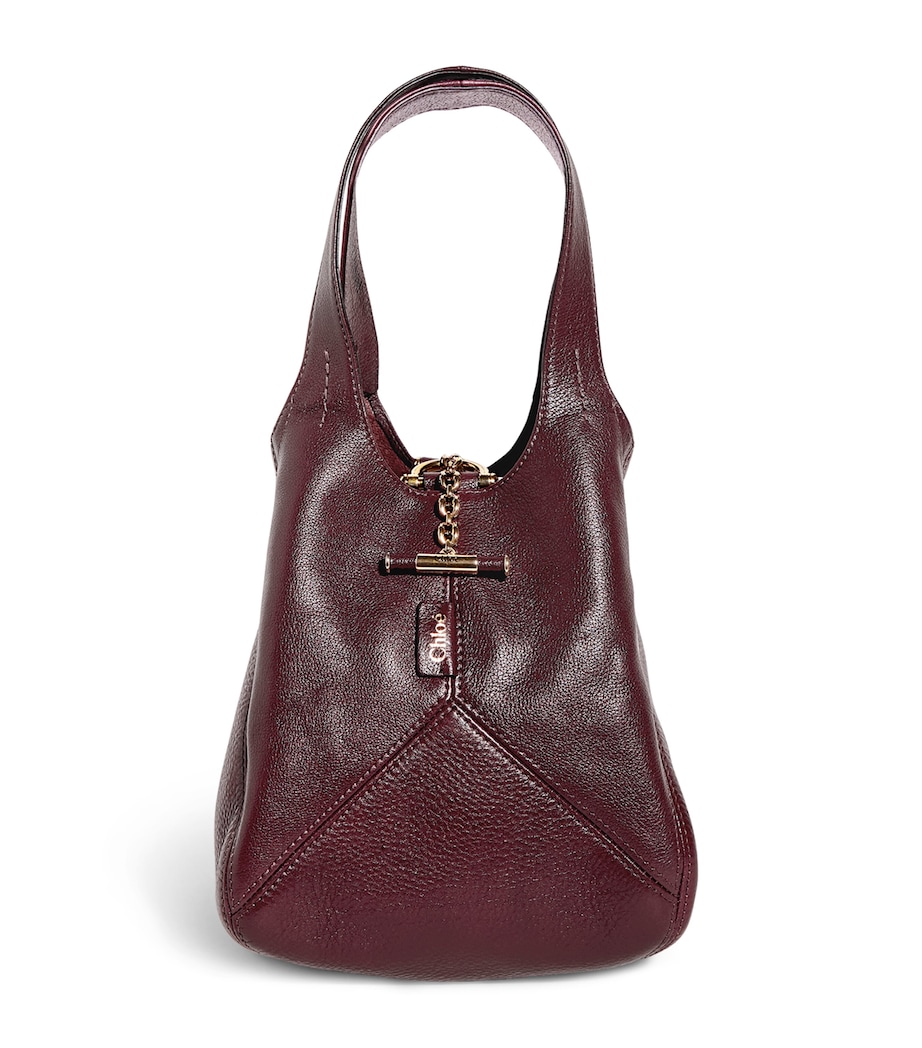 Small Leather Balloon Bucket Bag GRENAT Image 1