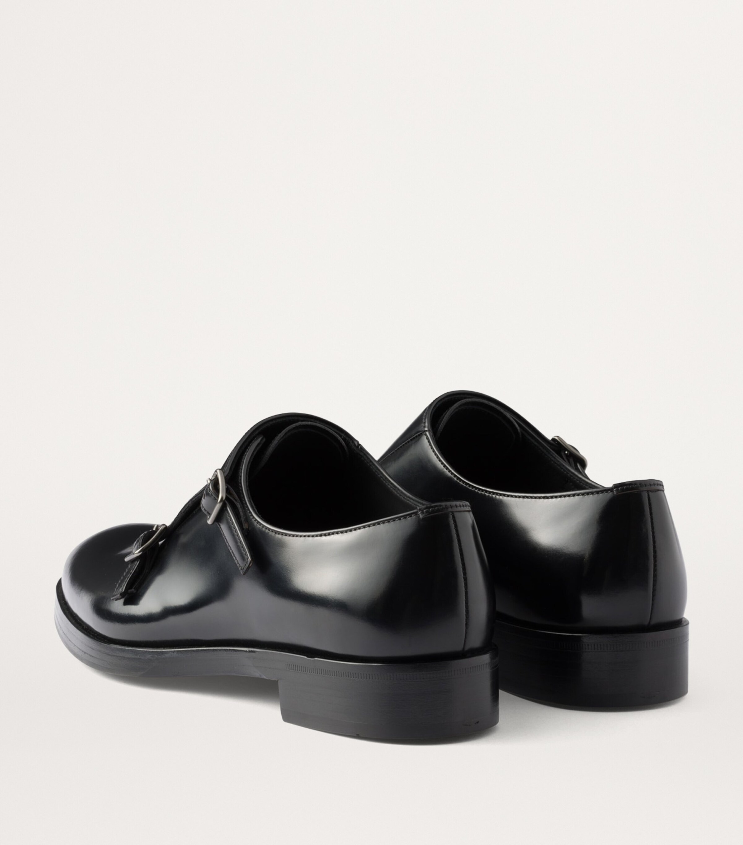 Prada Black Leather Double Monk Shoes | Harrods UK
