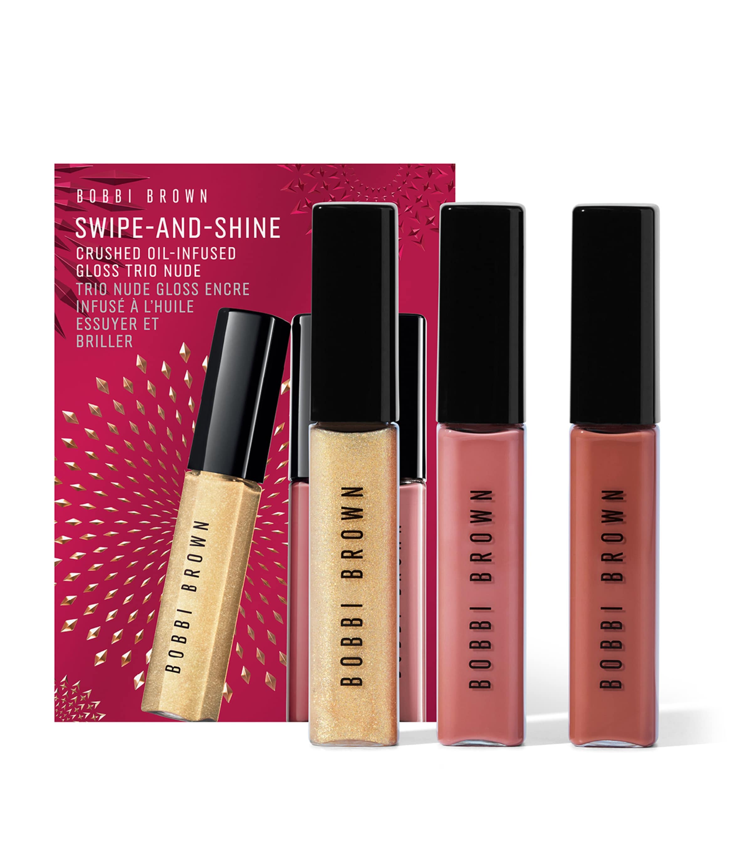 Shop Bobbi Brown Swipe-and-shine Crushed Oil-infused Gloss Trio Gift Set In Nude