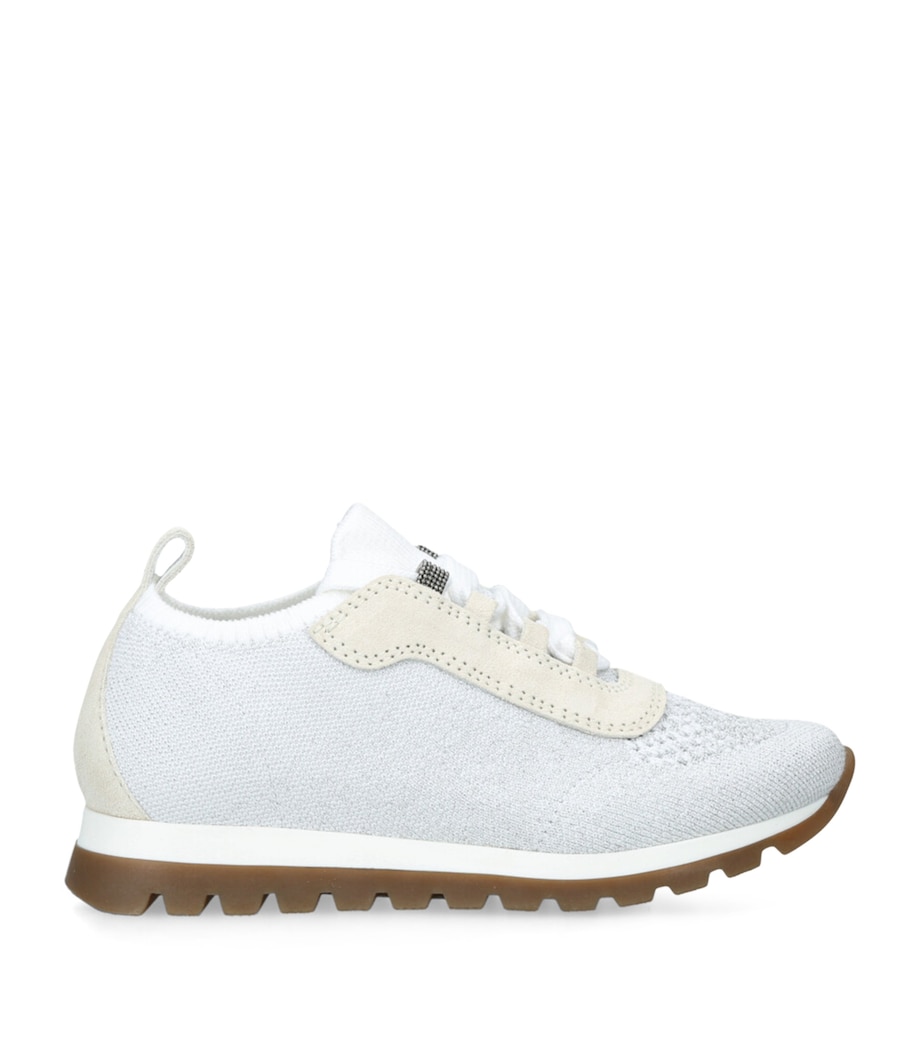 Knitted Monili-Embellished Sneakers WHITE/OTH Image 1
