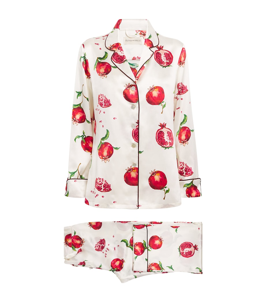 Olivia von Halle Womens Silk Pomegranate Lila Pyjama Set Allegra Image 1