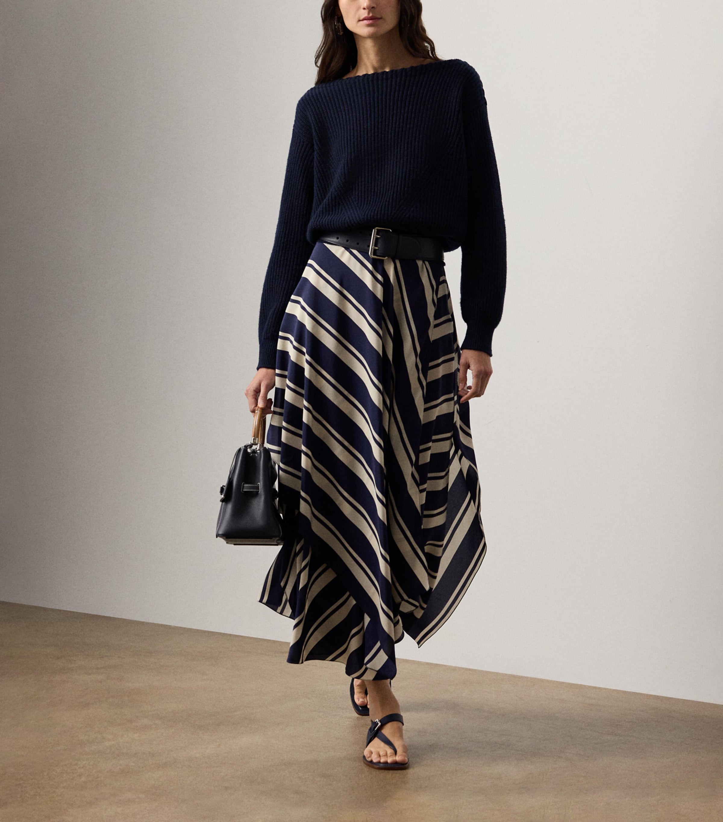 Silk Tilda Striped Maxi Skirt BLUE Image 2