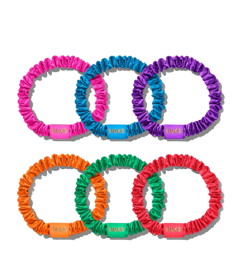 SILKE Mulberry Silk Hair Ties (Set of 6) Multi Coloured Jewel Tones Image 2