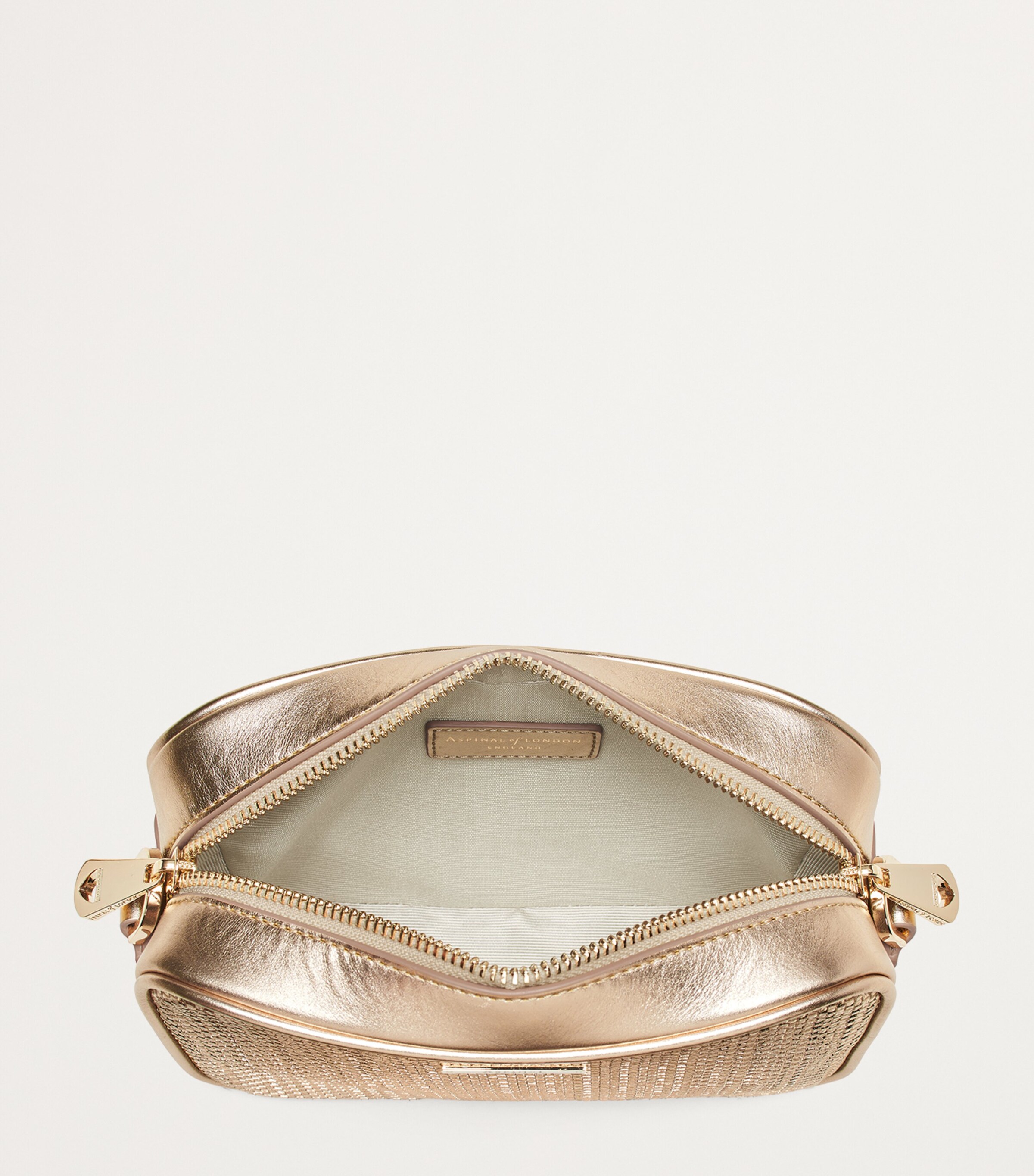 Aspinal Of London Leather Woven Camera Bag Champagne Image 4