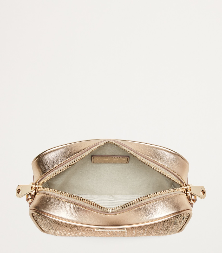 Aspinal Of London Leather Woven Camera Bag Champagne Image 4