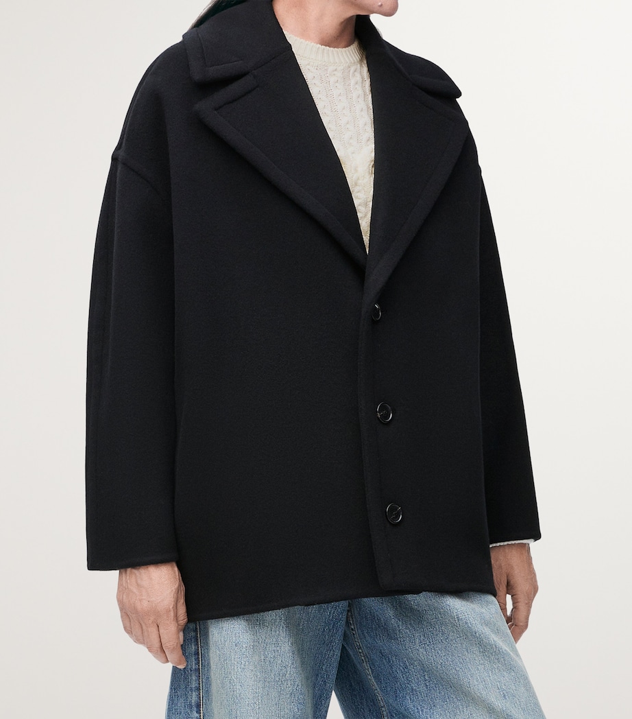Wool Single-Breasted Coat BLACK Image 3