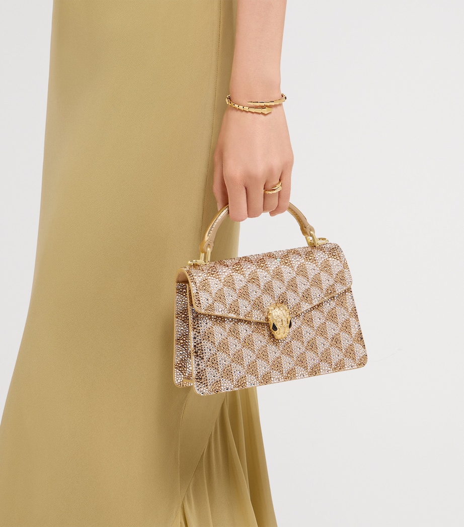 Mini Leather Serpenti Forever Top-Handle Bag SILVER Image 5