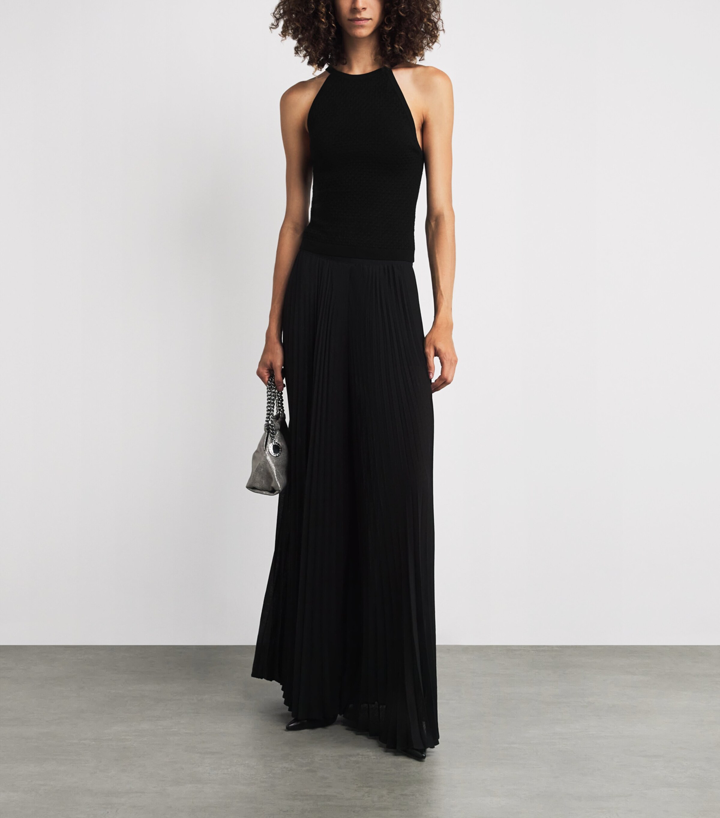 Heidi Pointelle Tank Top BLACK A001 Image 2