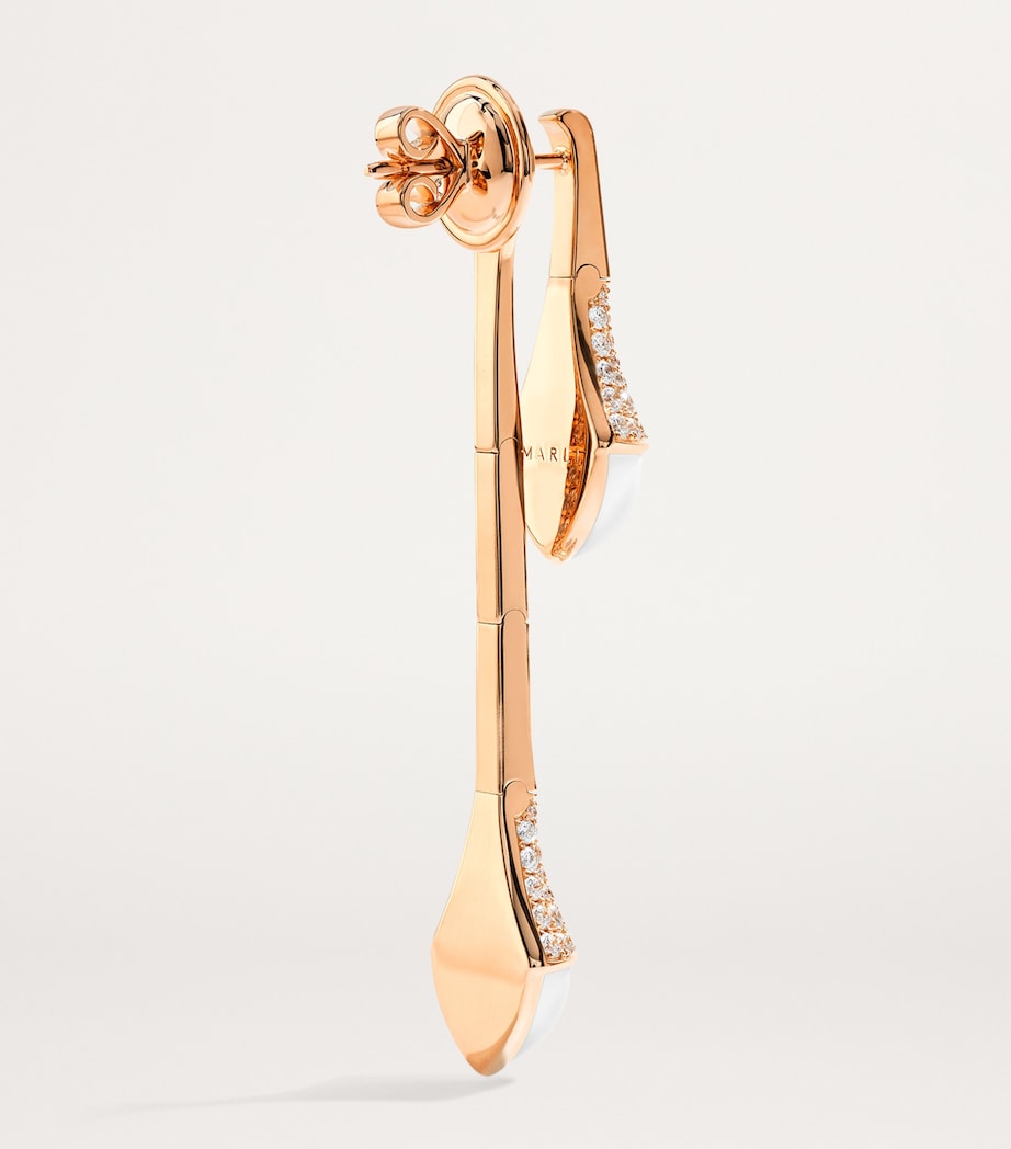 Rose Gold, Diamond and White Agate Cleo Drop Earrings ROSE GOLD Image 3
