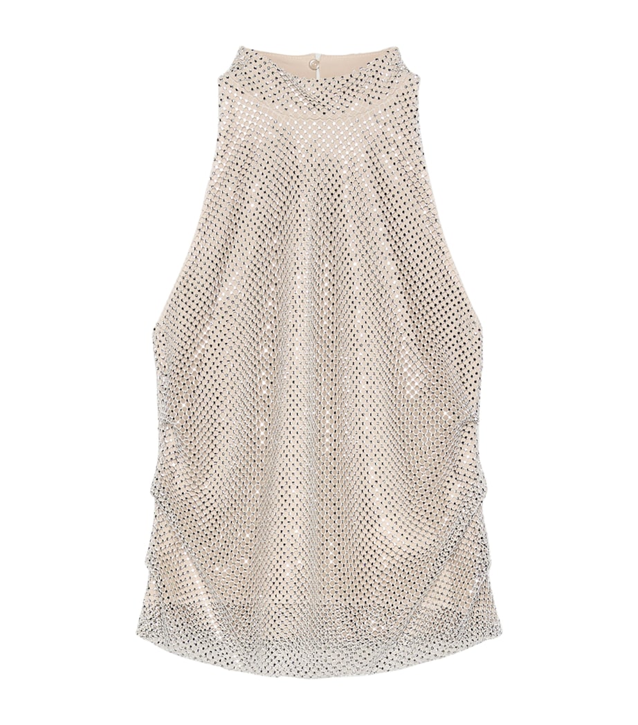 Marella Womens Mesh Embellished High-Neck Top Ice Image 1