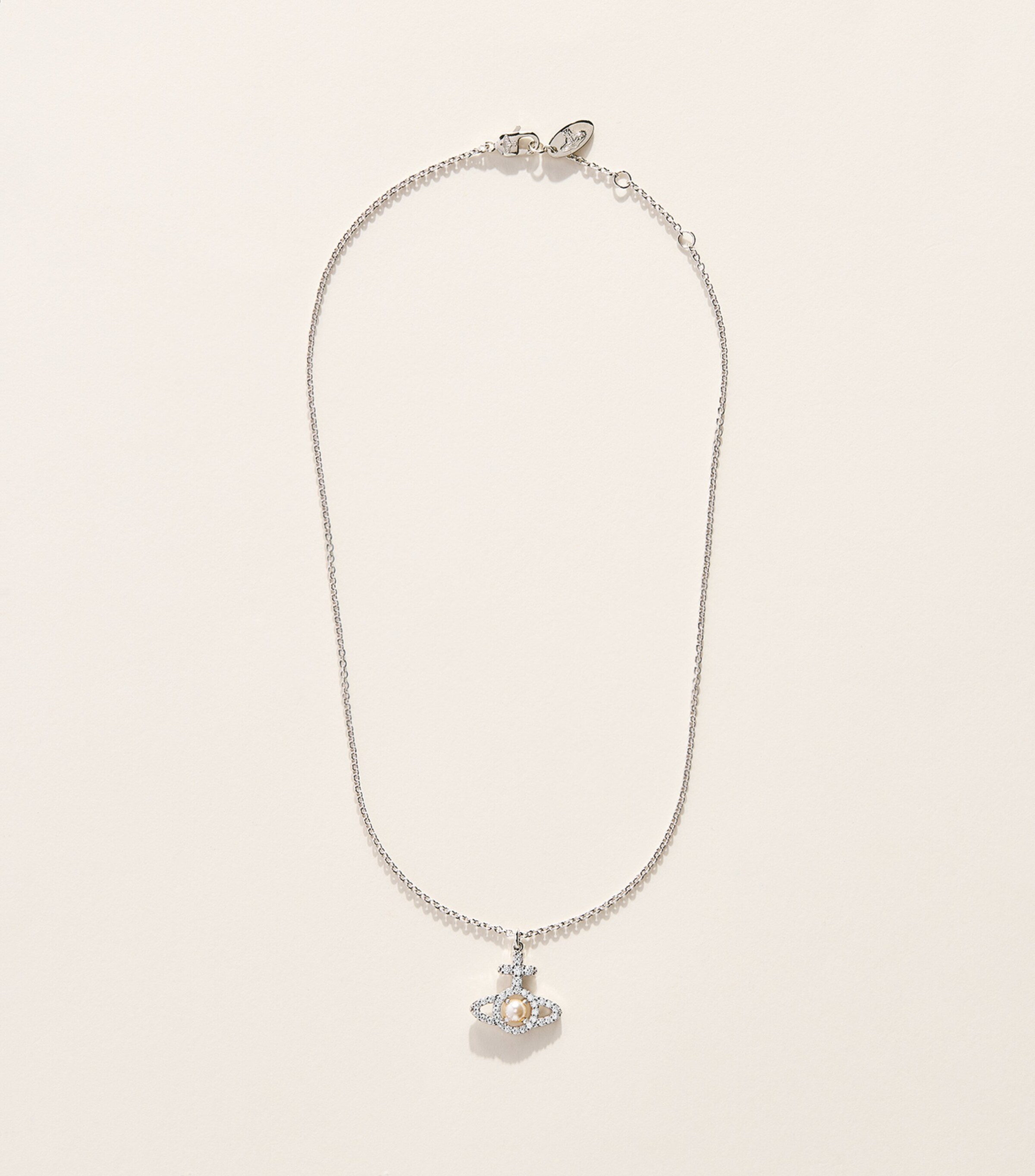 Vivienne Westwood Olympia Pendant Necklace Plat/crmrs Prl/wt Cz Image 3