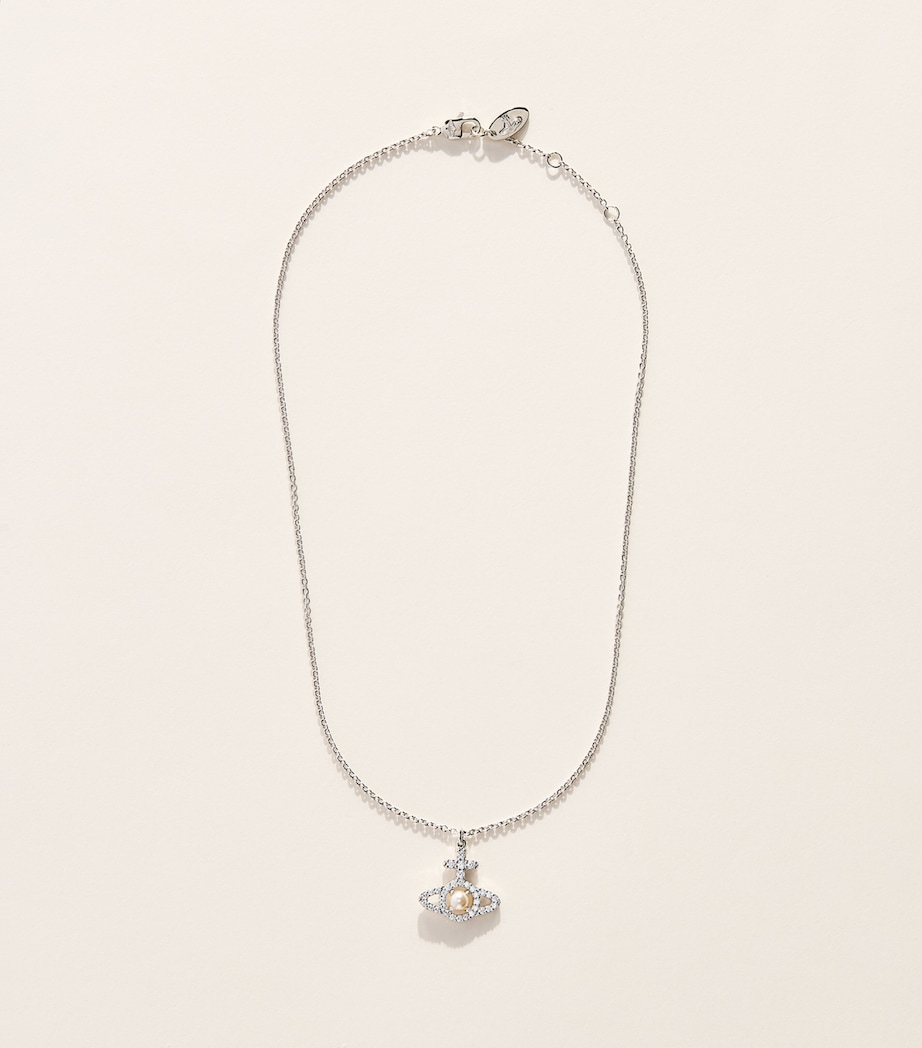 Vivienne Westwood Olympia Pendant Necklace Plat/crmrs Prl/wt Cz Image 3