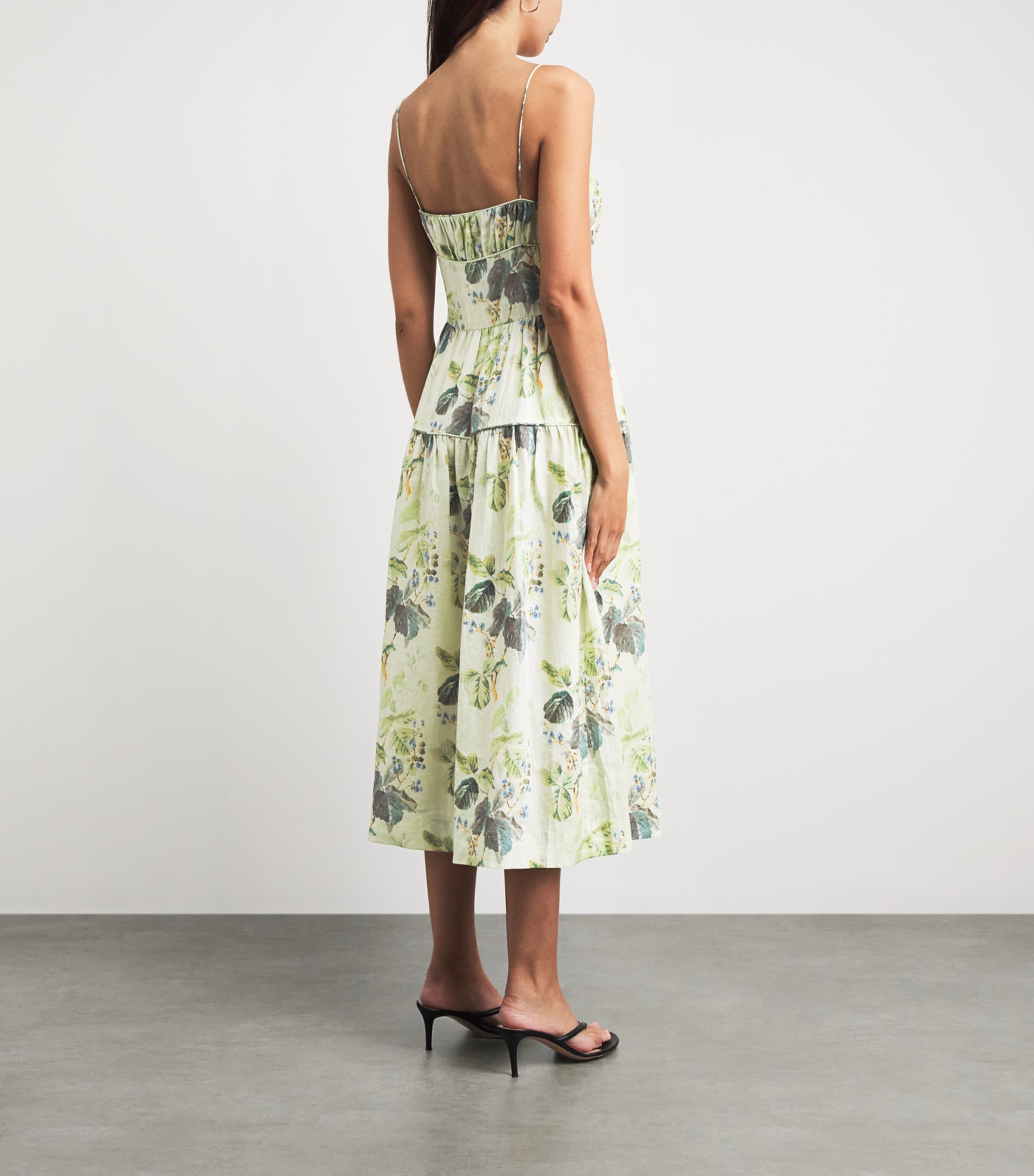 DÔEN Womens Ramie Floral Benoit Midi Dress Floraison De Mûres Image 4