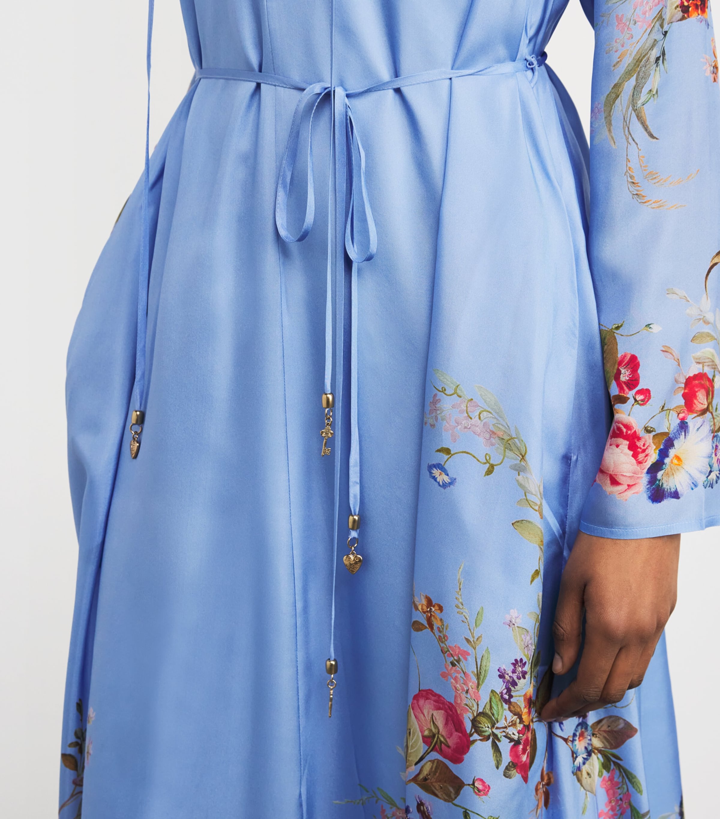 Silk Gathered Patience Midi Dress CORNFLOWER FLORALCFF Image 4