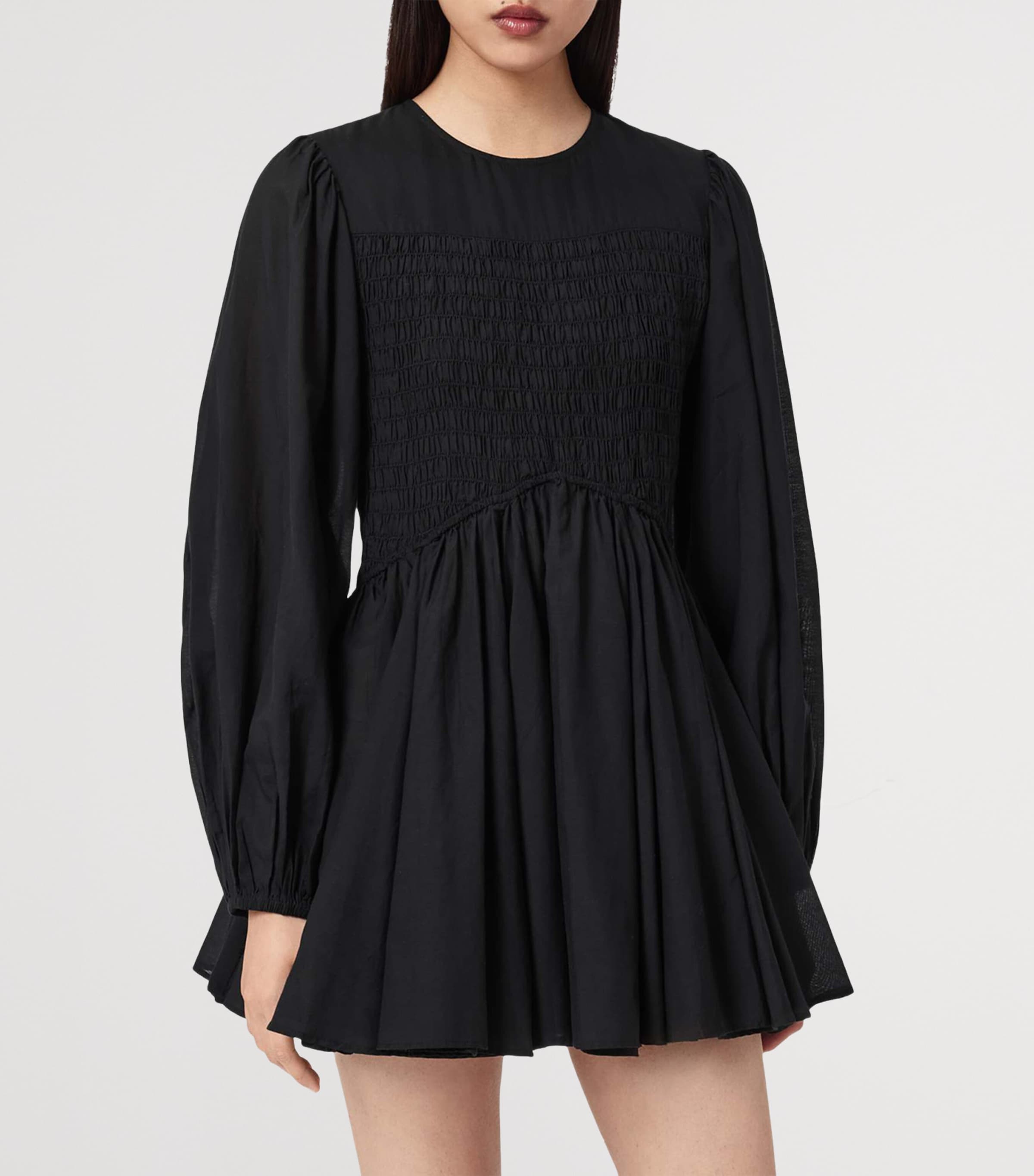 AllSaints Womens Organic Cotton-Blend Chia Mini Dress Black Image 3