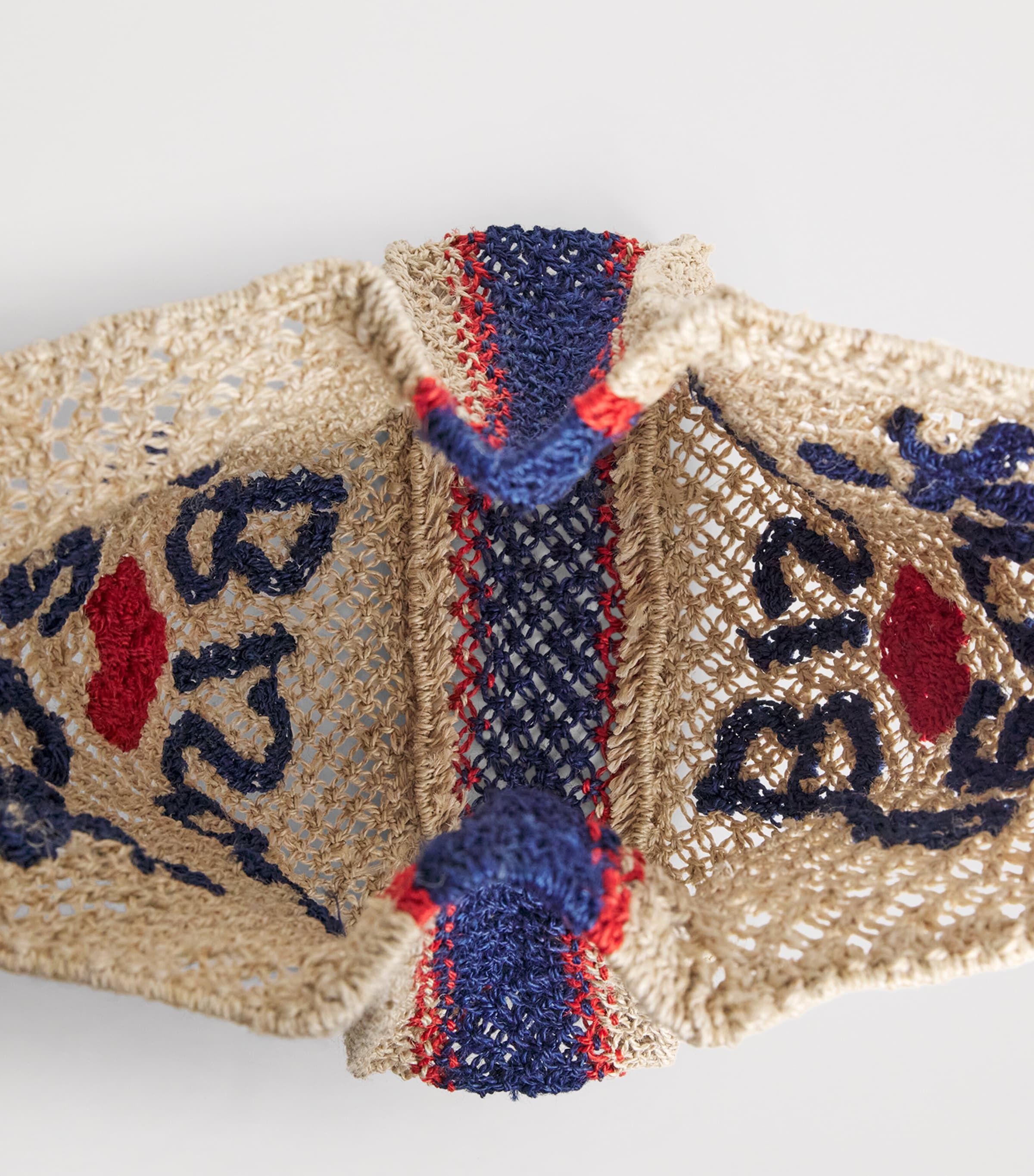 the Jacksons Jute Petit Bisou Lottie Tote Bag Natural Indigo Red Image 5
