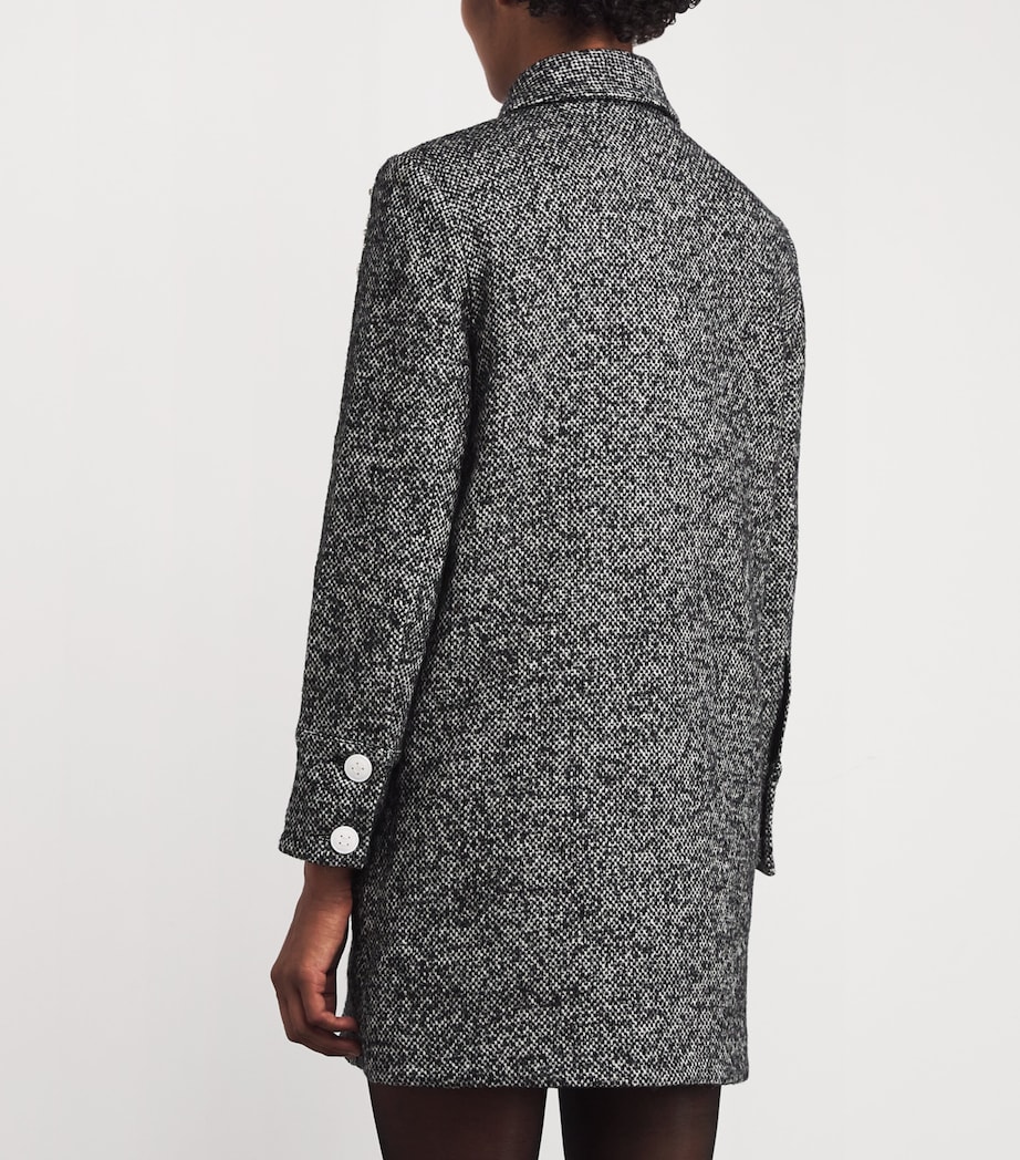Wool-Silk Embellished Elara Coat BLACK/WHITE Image 4