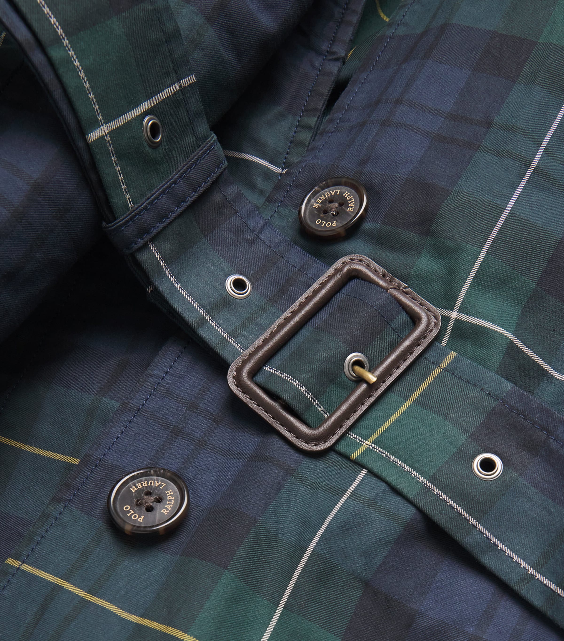 Waxed Cotton Tartan Overcoat BLUE Image 5