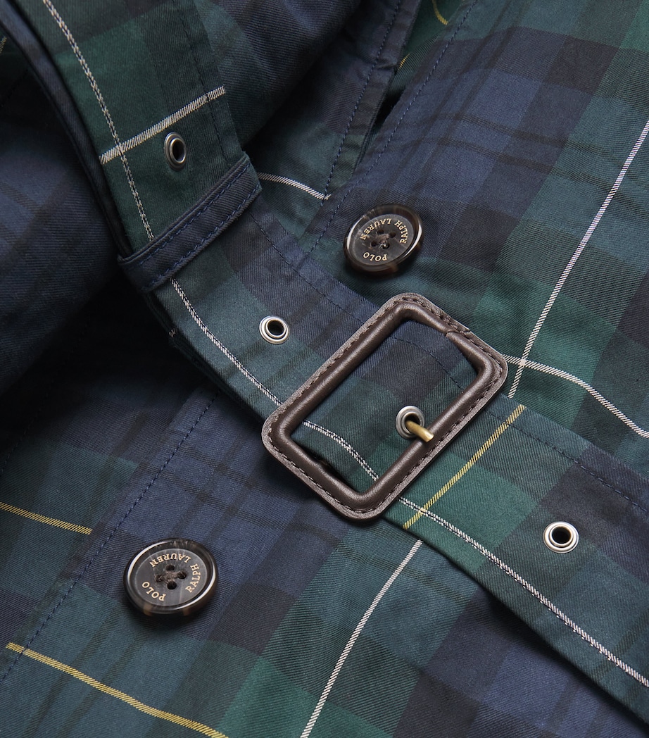 Waxed Cotton Tartan Overcoat BLUE Image 5