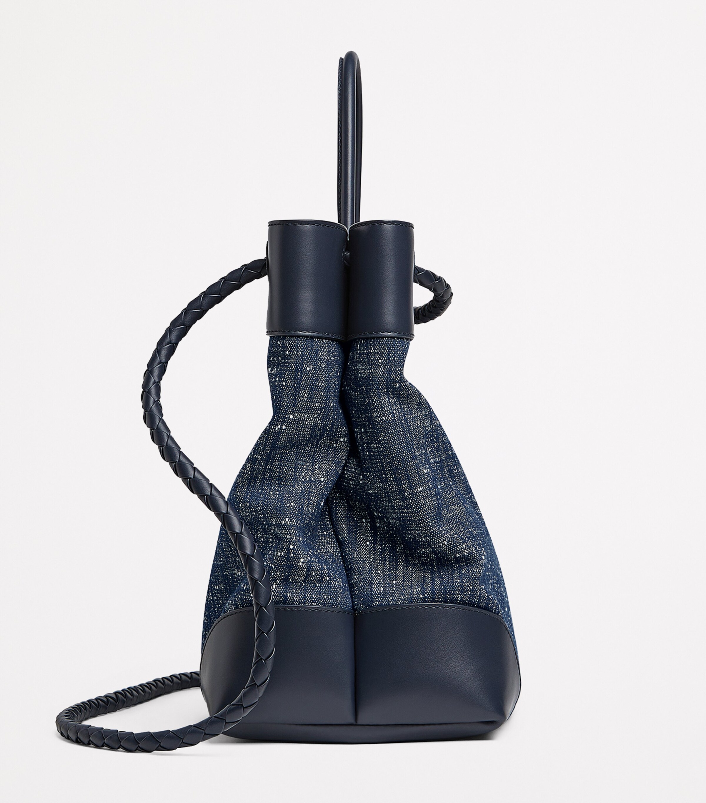 Bottega Veneta Large Denim Bouclé Andiamo Top-Handle Bag