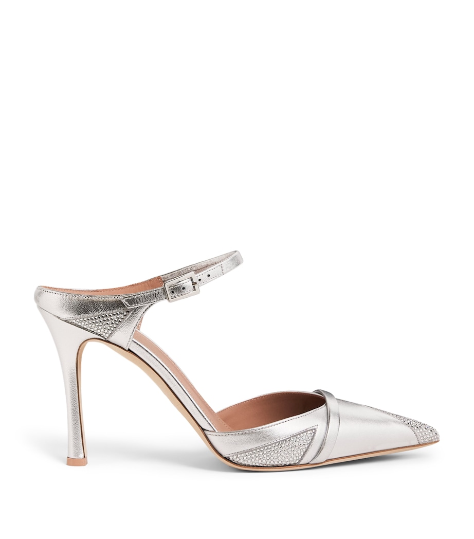 Malone Souliers Metallic Leather Embellished Uma Mules 90 Silver Image 1