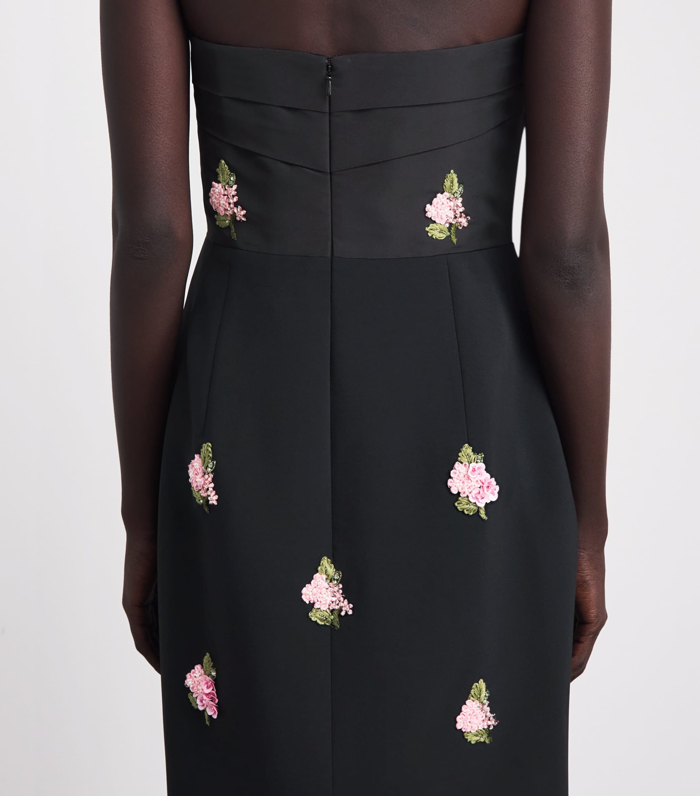 Carolina Herrera Womens Floral Embroidered Strapless Midi Dress Black Image 5