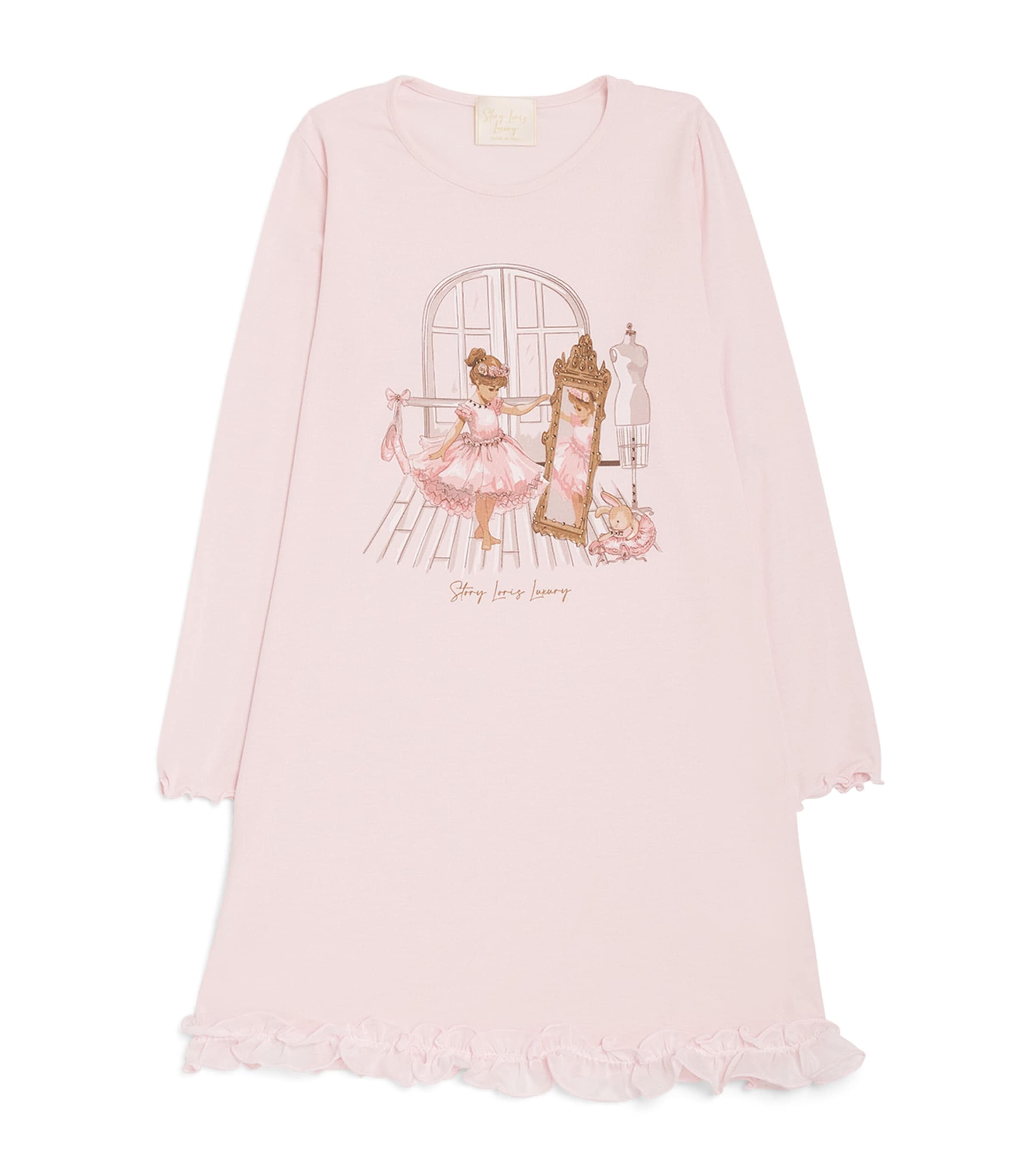 Story Loris Kids' Ballerina Print Nightdress In Pink