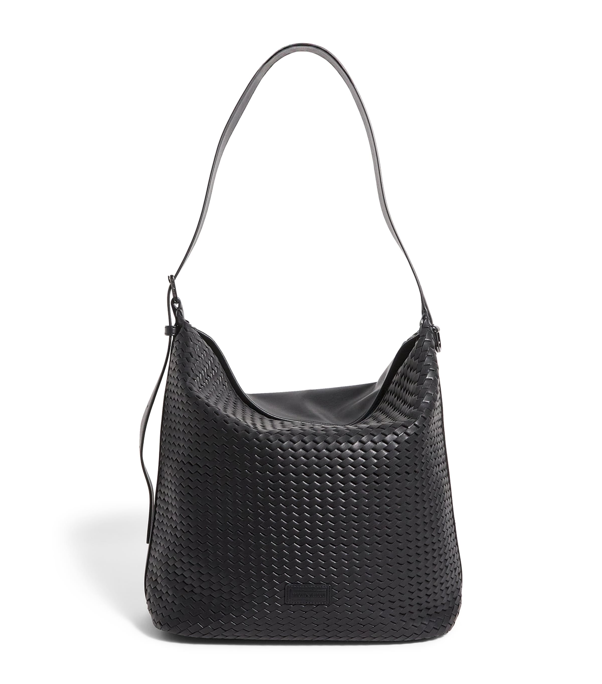 Emporio Armani Woven Shoulder Bag In Black