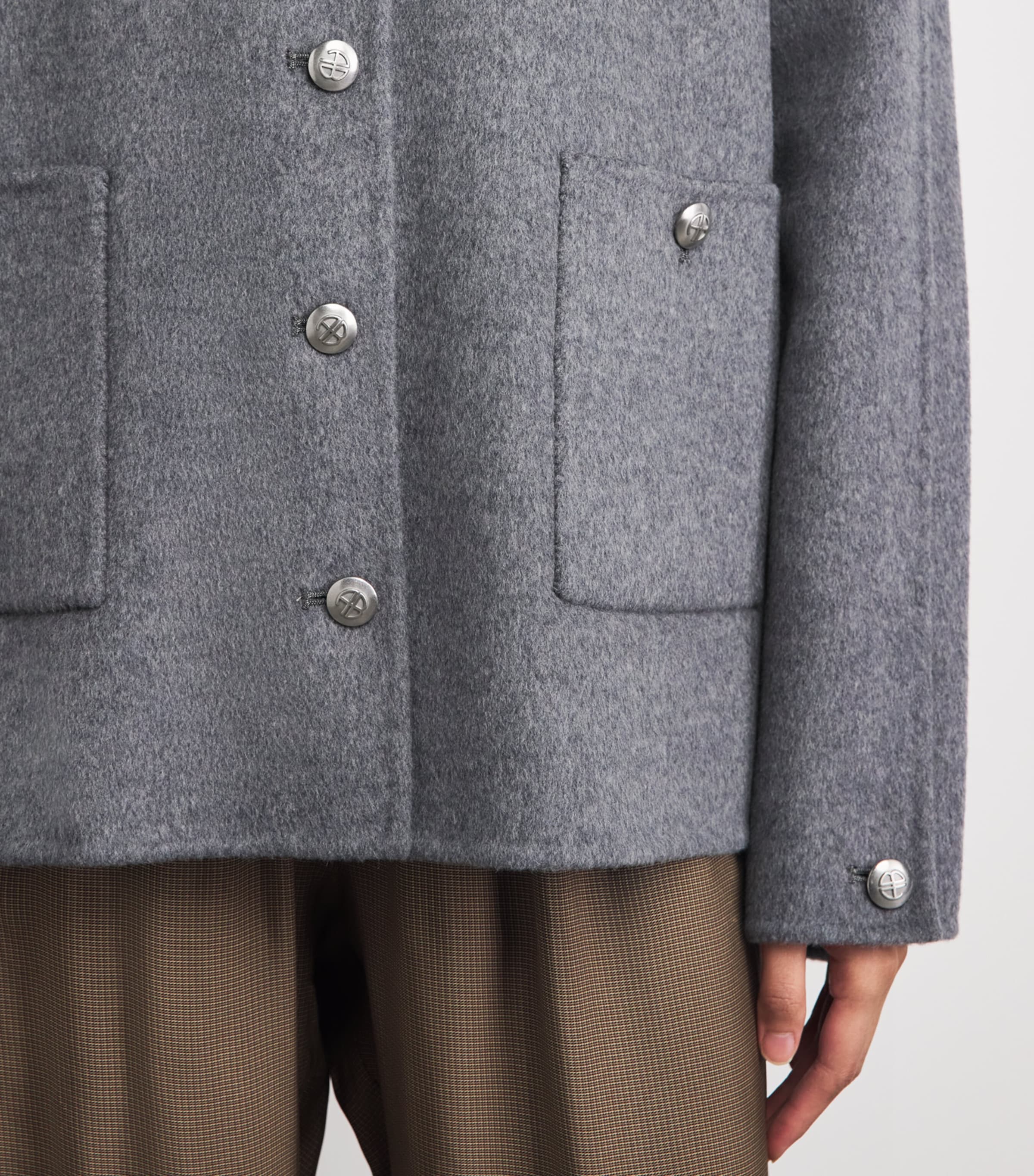 ANINE BING Womens Wool-Cashmere Luca Jacket Grey Melange Image 3