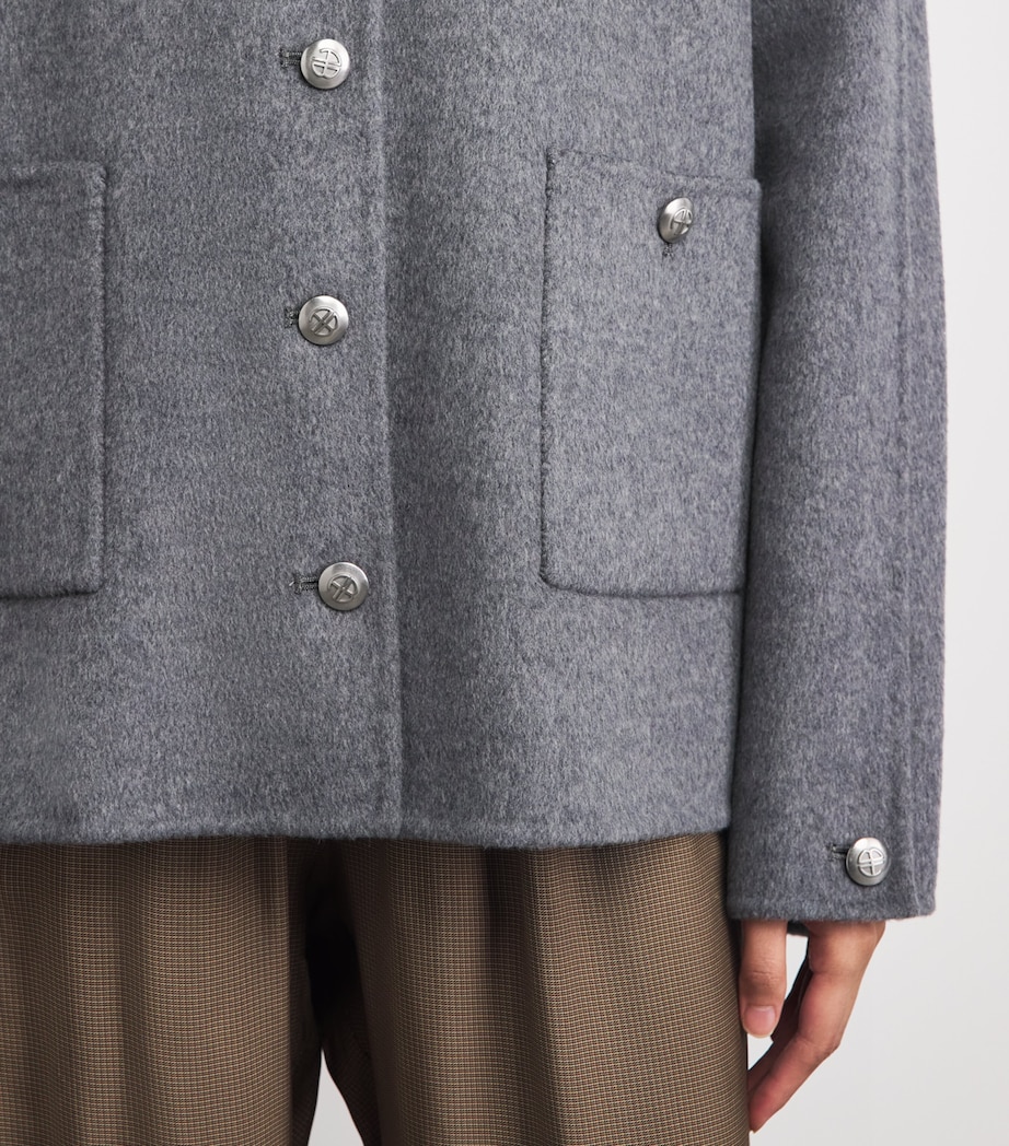 ANINE BING Womens Wool-Cashmere Luca Jacket Grey Melange Image 3