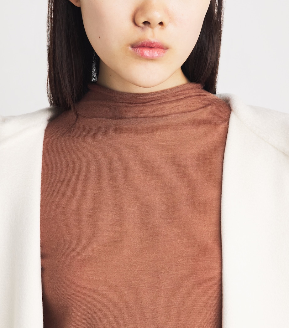 Colombo Womens Cashmere High-Neck Sweater Brick Image 3