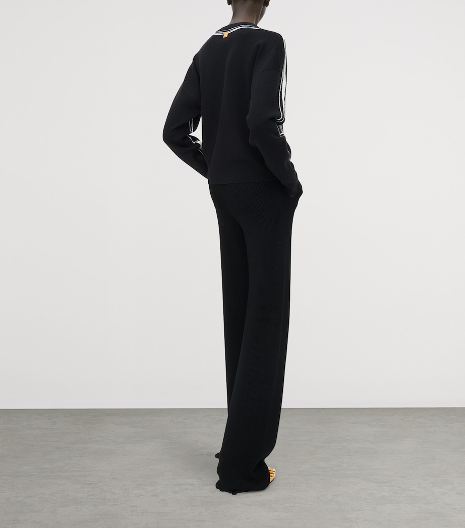 Schiaparelli Womens Cashmere-Wool-Silk Trompe L’Oeil Sweater Black Image 3