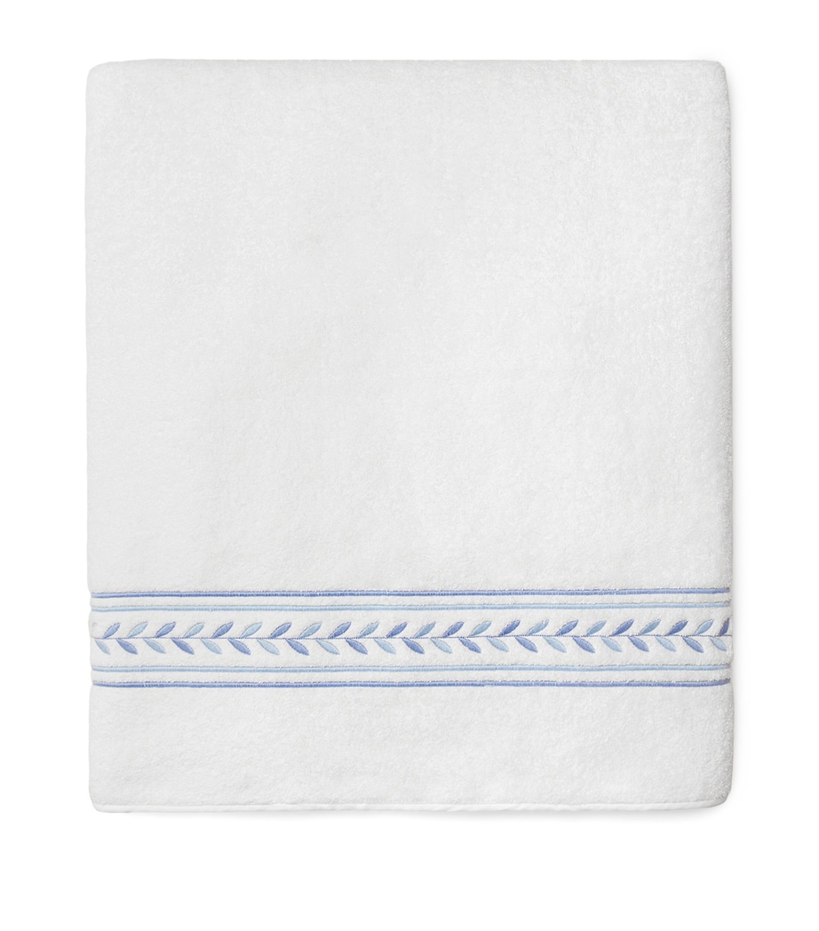 Cotton Impero Bath Sheet (40cm x 70cm) WHT/MEDIUM BLUE Image 1