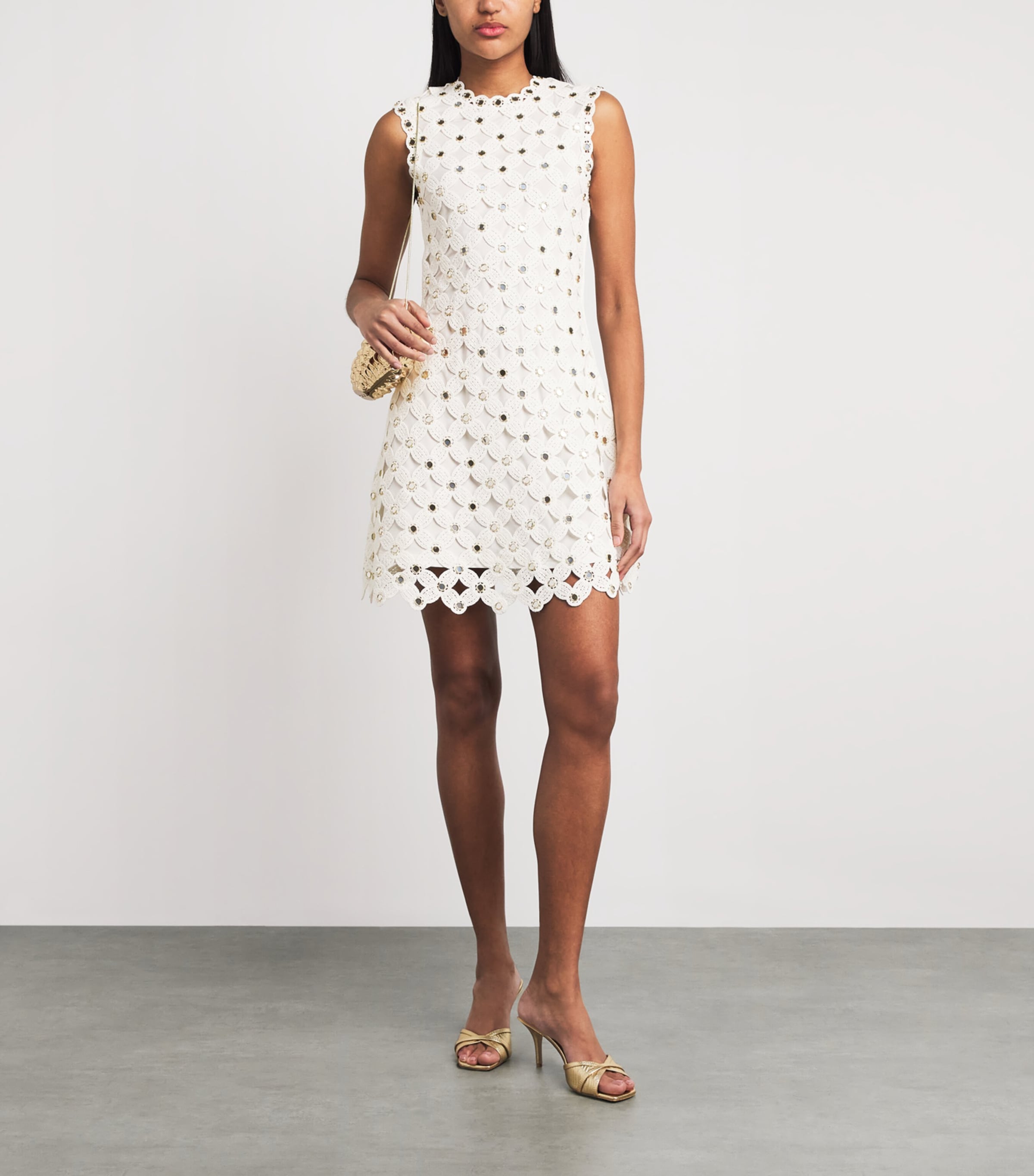 Maje Womens Crochet Mini Dress White Image 2
