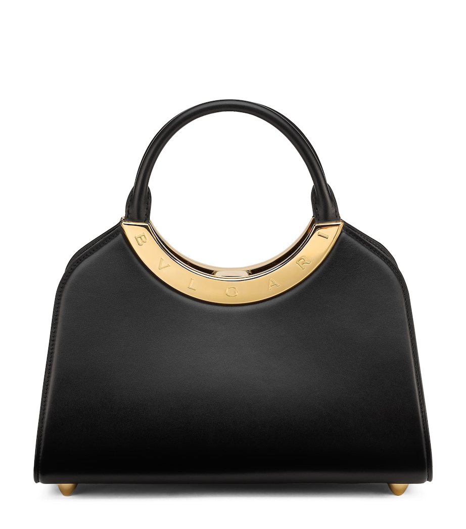 Bvlgari Medium Leather Roma Top-Handle Bag Black Image 1