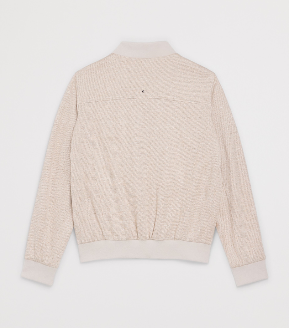 Stefano Ricci Kids Linen-Silk-Cotton Knitted Bomber Jacket (12-16 Years) C. Beige Image 2