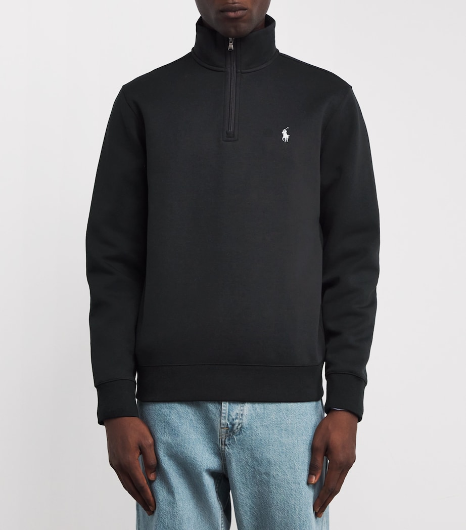 Cotton-Blend Quarter-Zip Sweatshirt BLACK Image 3
