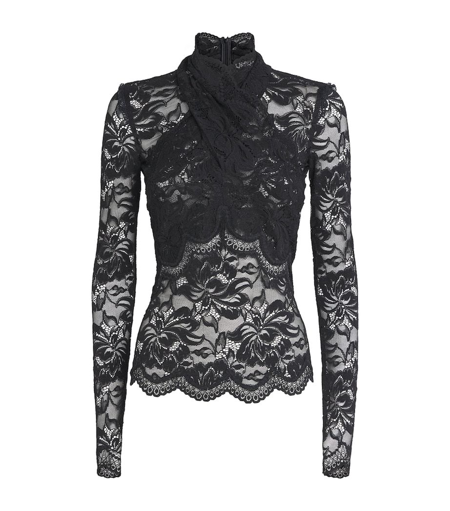Floral Lace Top P001 BLACK Image 1