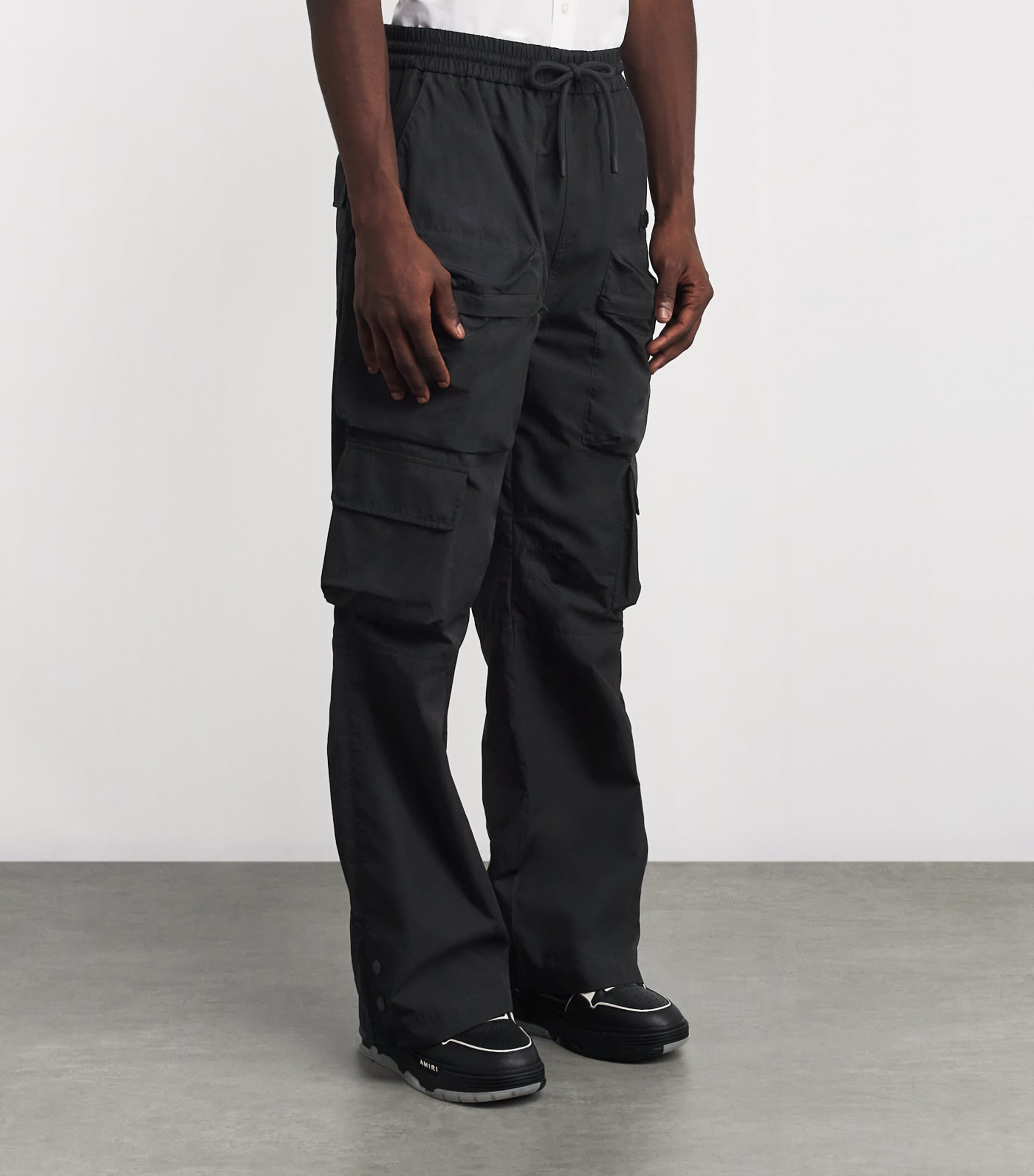Cotton Cargo Trousers BLACK Image 3