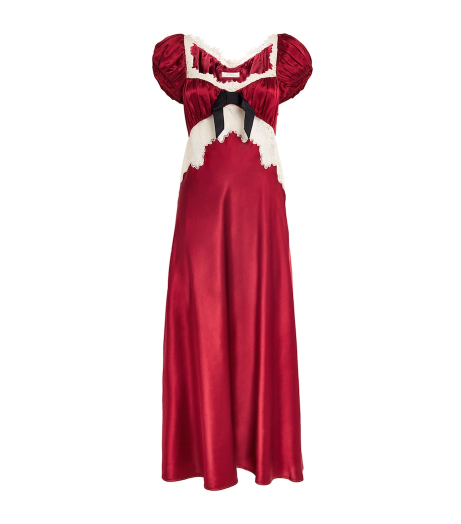 Silk Lace-Trim Veda Midi Dress ELDERBERRY Image 1