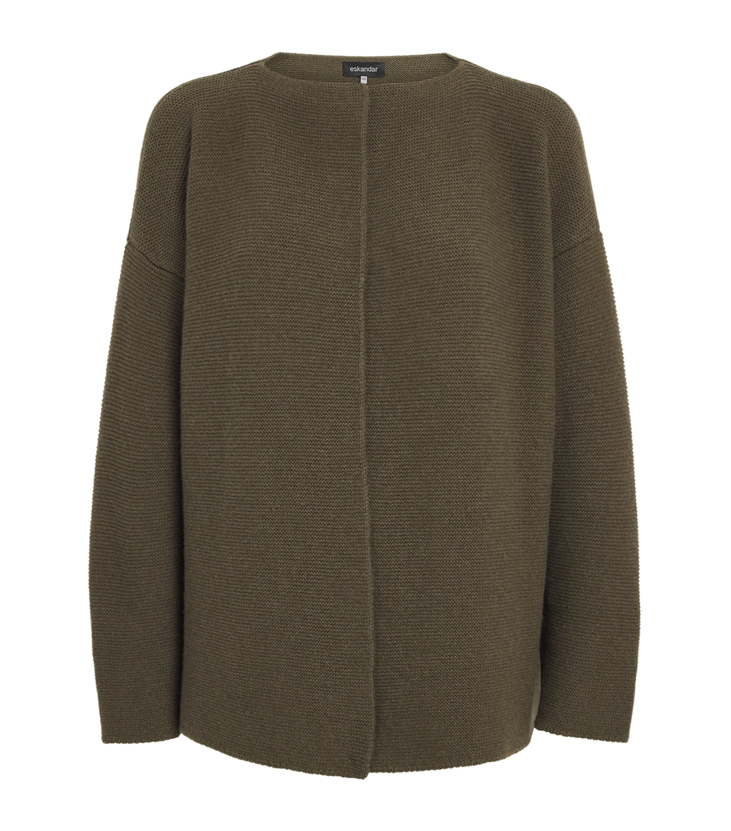Eskandar Ripple Cashmere Open Cardigan In Green