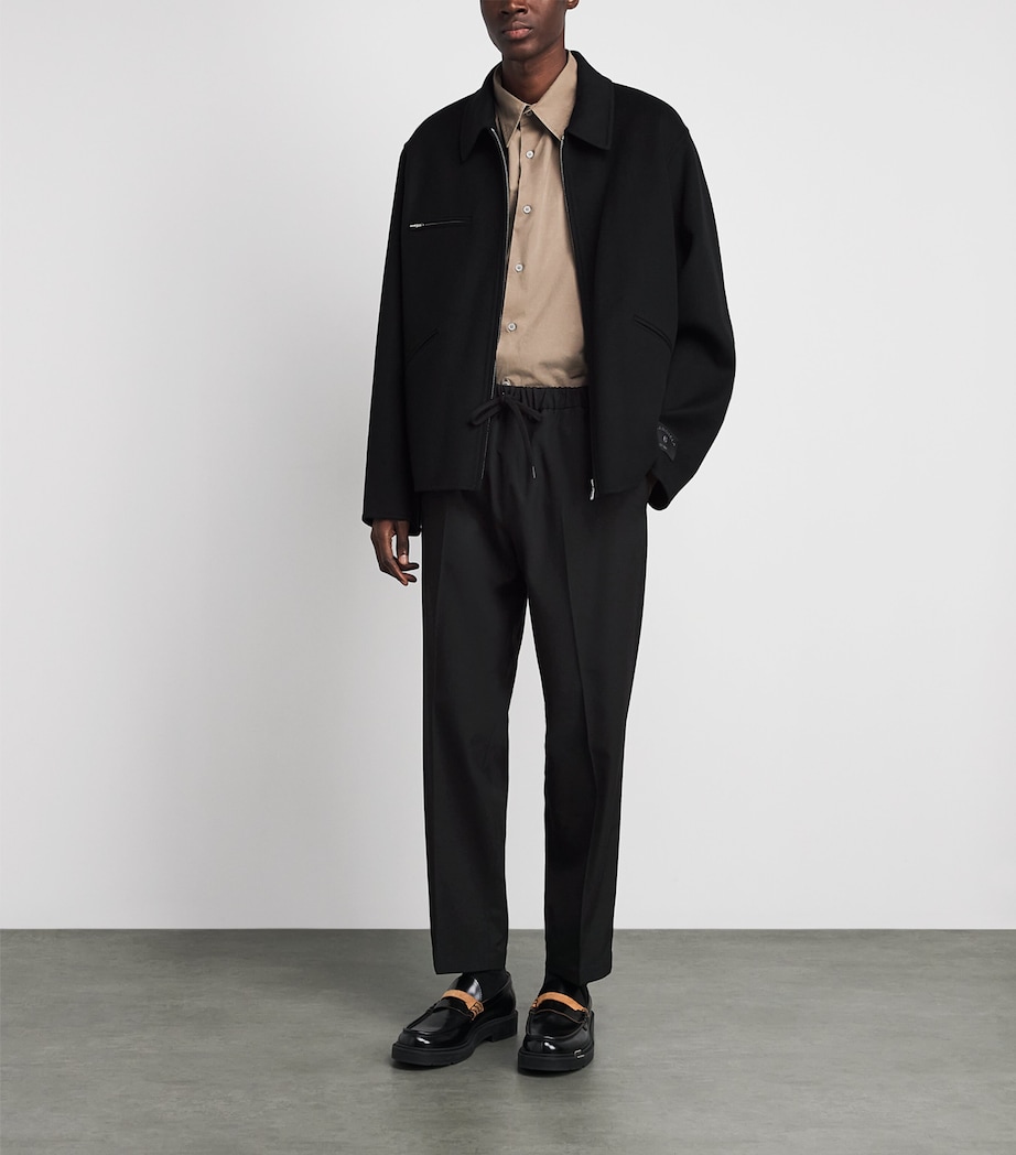 MM6 Maison Margiela Mens Cotton Pleated Drawstring Trousers Black Image 2